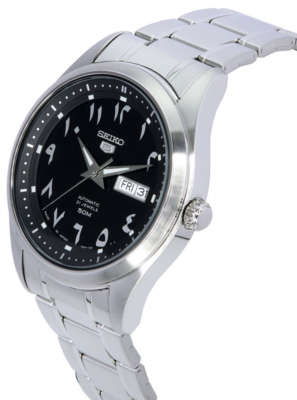 Seiko 5 Stainless Steel Black Arabic Dial Automatic SNKP21 SNKP21J1 SNKP21J Men's Watch - Prestige Stones