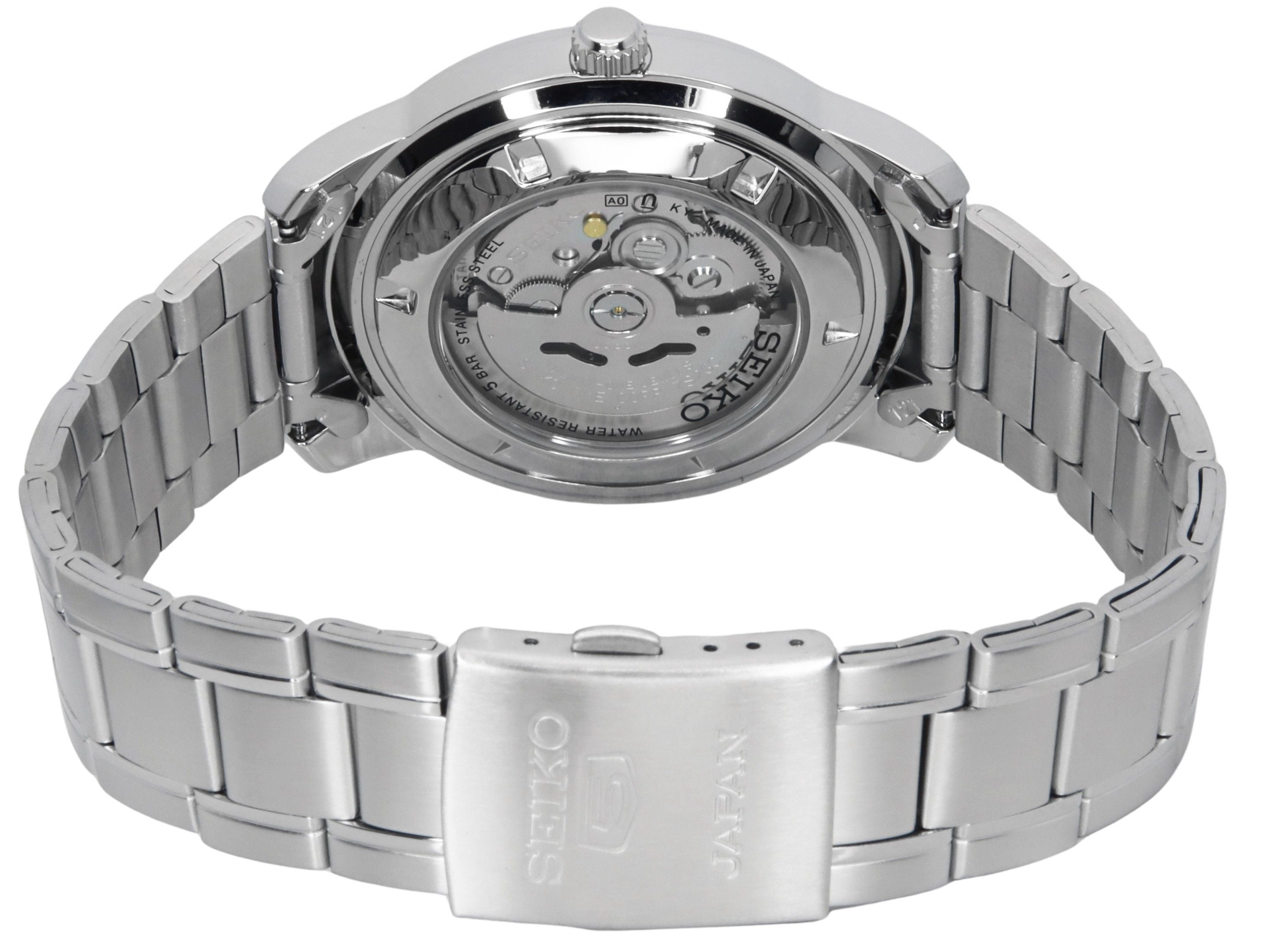 Seiko 5 Stainless Steel Silver Dial 21 Jewels Automatic SNKM83J1 Men's Watch - Prestige Stones