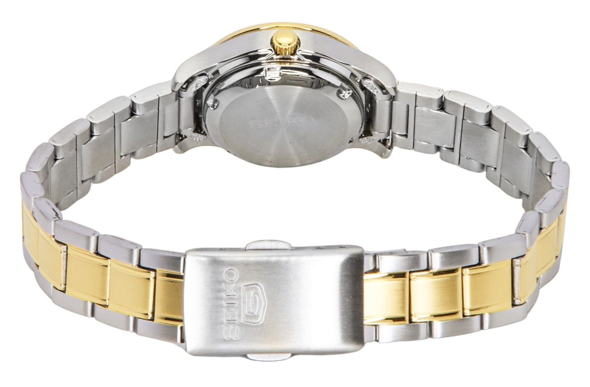 Seiko 5 Two Tone Stainless Steel Black Dial 21 Jewels Automatic SYMD94K1 Women's Watch - Prestige Stones