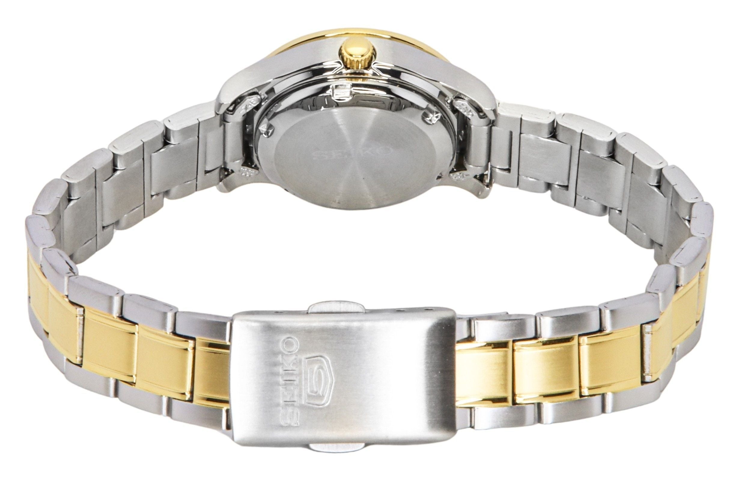 Seiko 5 Two Tone Stainless Steel Black Dial 21 Jewels Automatic SYMD94K1 Women's Watch - Prestige Stones