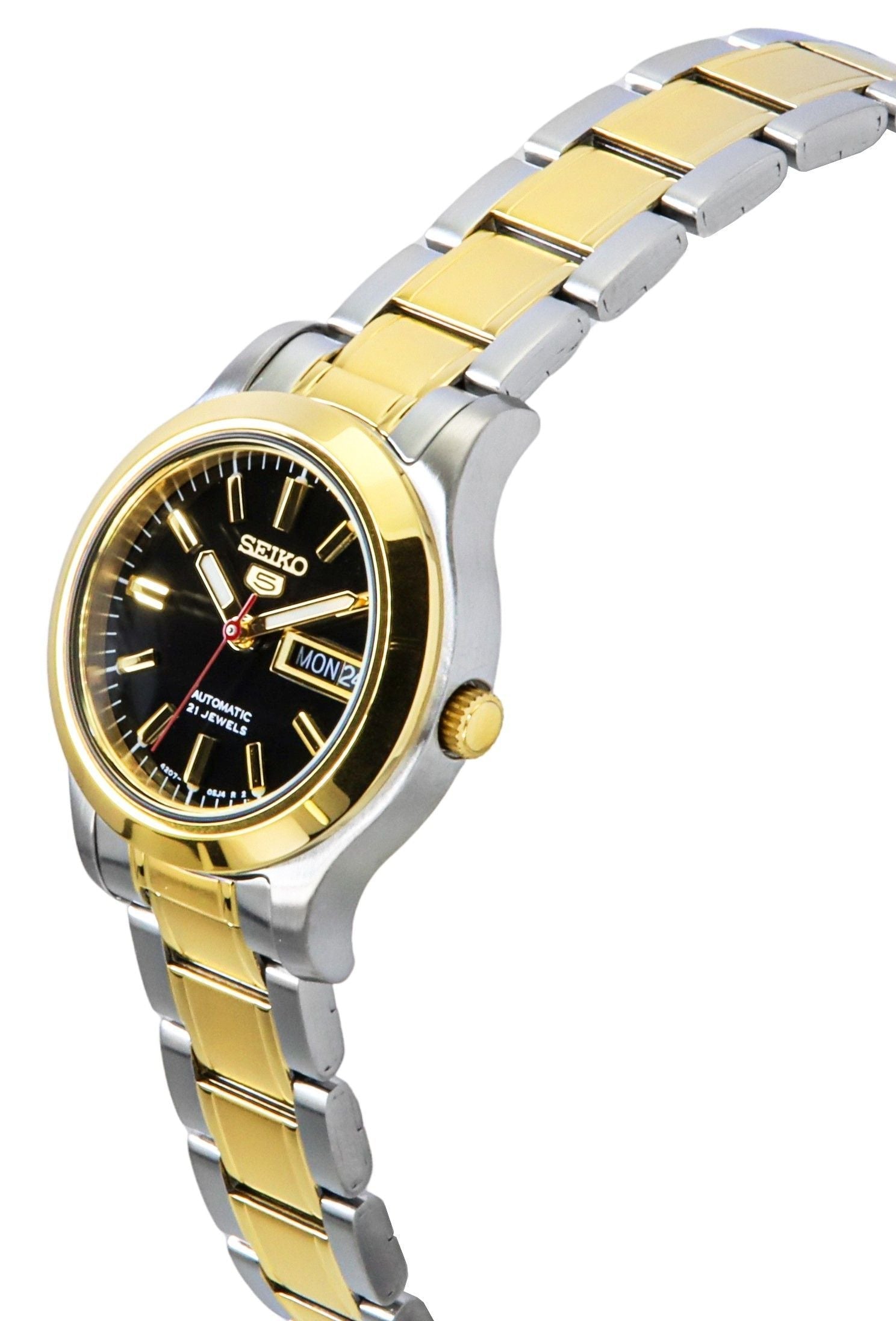 Seiko 5 Two Tone Stainless Steel Black Dial 21 Jewels Automatic SYMD94K1 Women's Watch - Prestige Stones