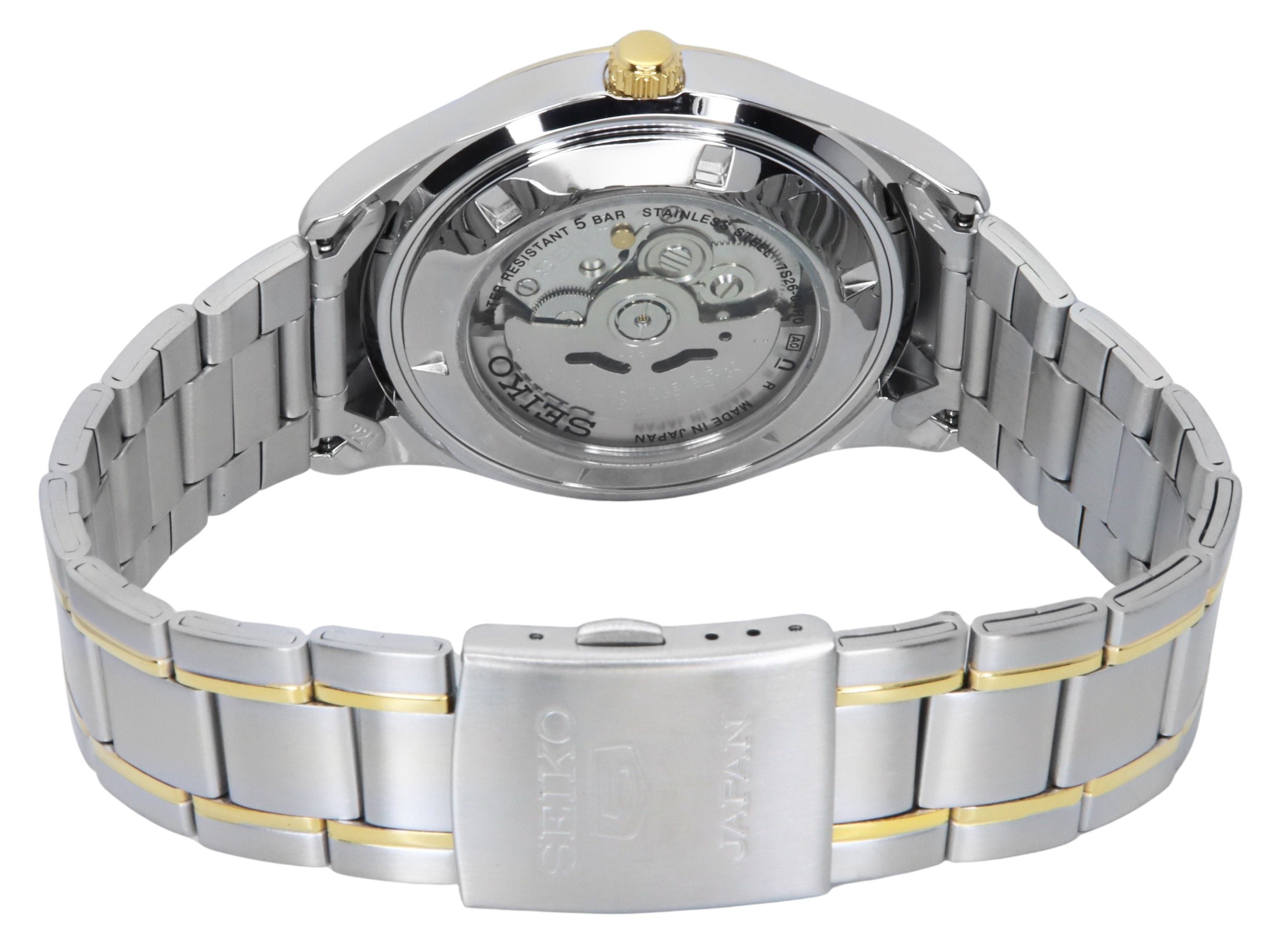 Seiko 5 Two Tone Stainless Steel White Arabic Dial Automatic SNKP22 SNKP22J1 SNKP22J Men's Watch - Prestige Stones