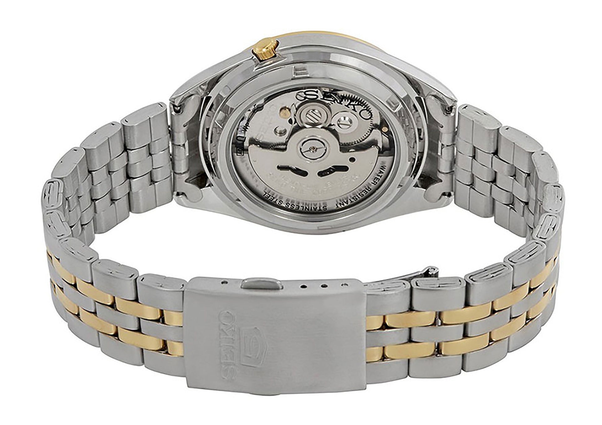 Seiko 5 Two Tone Stainless Steel White Dial 21 Jewels Automatic SNKL24K1 Men's Watch - Prestige Stones