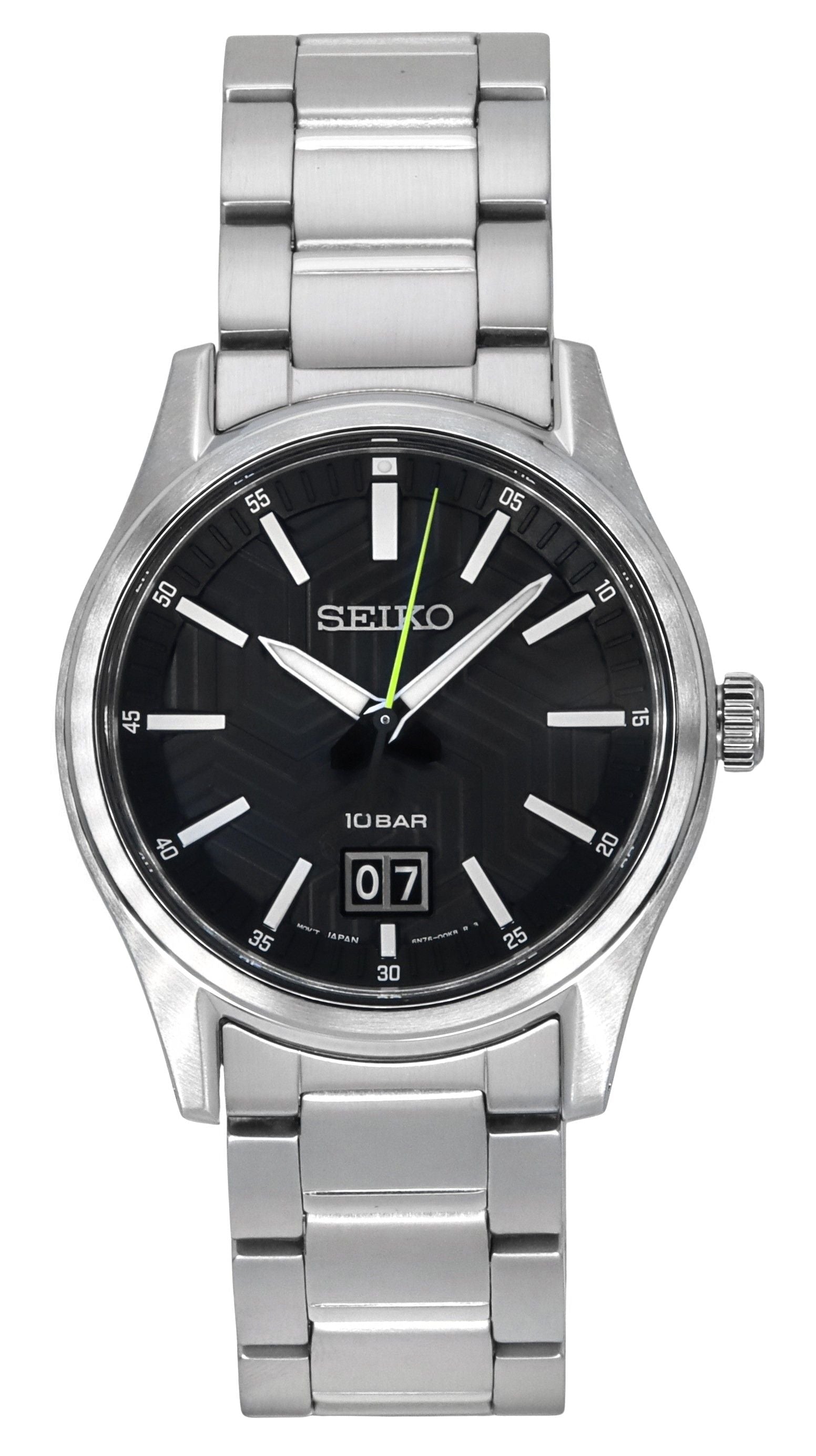Seiko Analog Stainless Steel Black Dial Quartz SUR535P1 100M Men's Watch - Prestige Stones