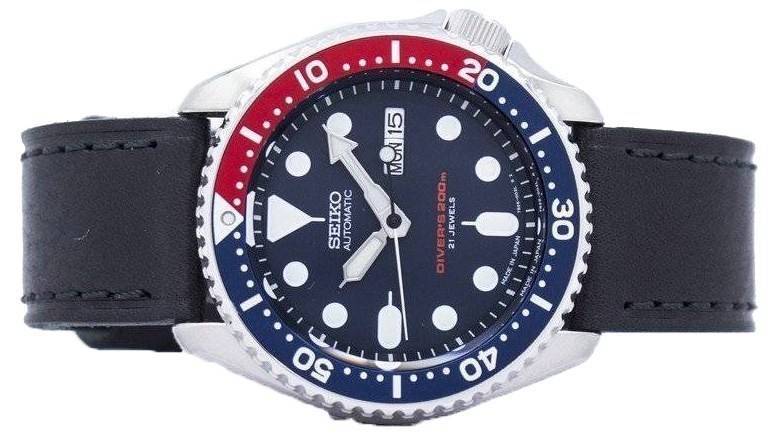 Seiko Automatic Diver's Black Leather SKX009J1 - var - LS8 200M Men's Watch - Prestige Stones