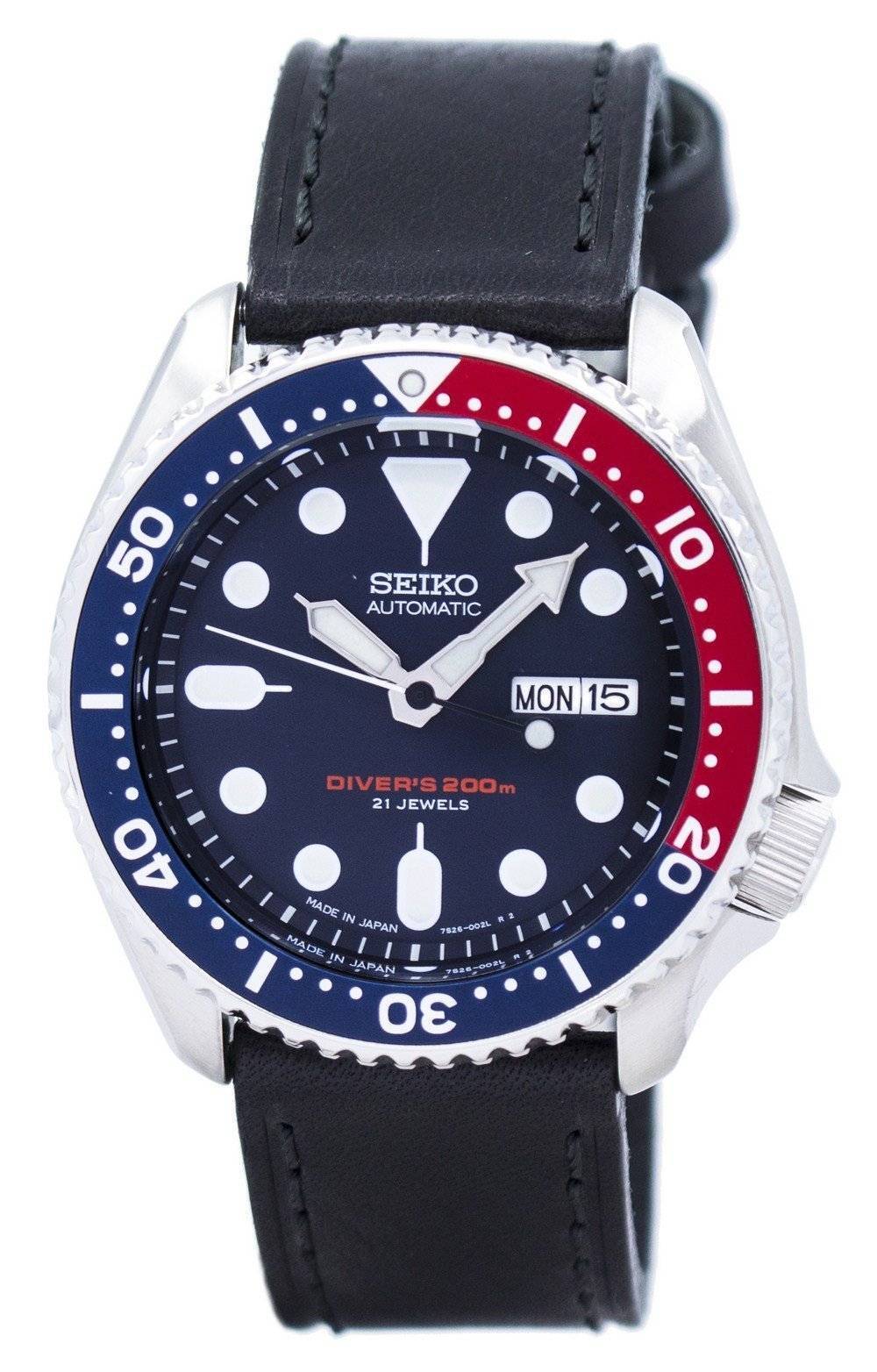 Seiko Automatic Diver's Black Leather SKX009J1 - var - LS8 200M Men's Watch - Prestige Stones