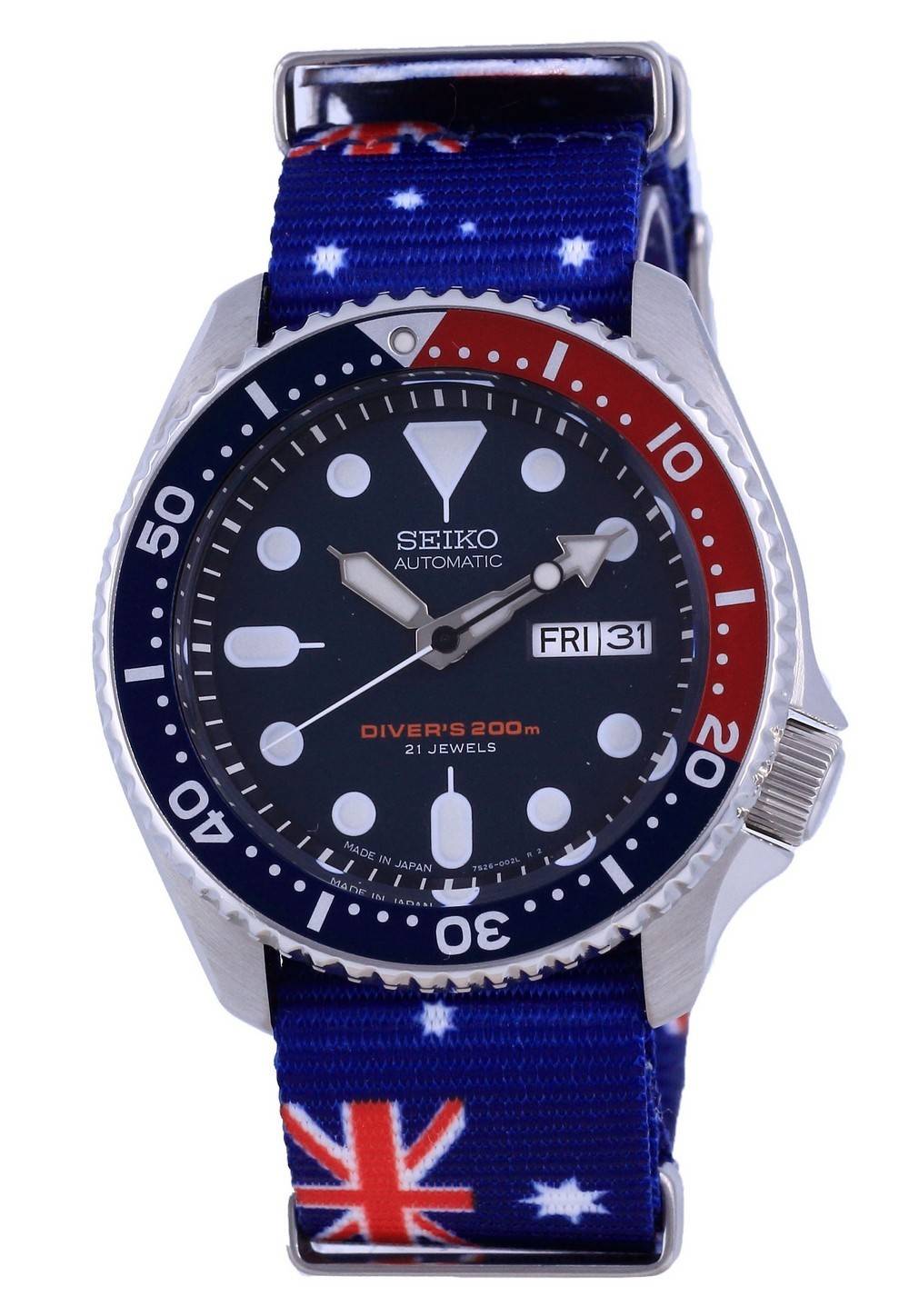 Seiko Automatic Diver's Polyester Japan Made SKX009J1 - var - NATO30 200M Men's Watch - Prestige Stones