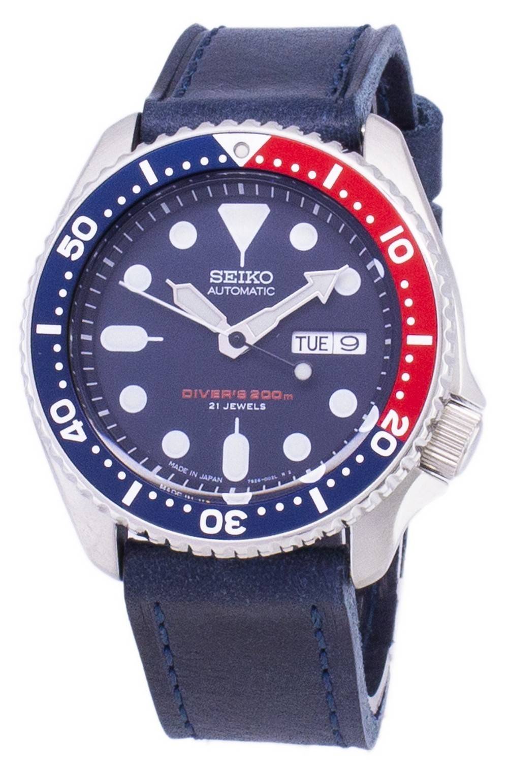 Seiko Automatic SKX009J1 - var - LS13 Diver's 200M Dark Blue Leather Strap Men's Watch - Prestige Stones
