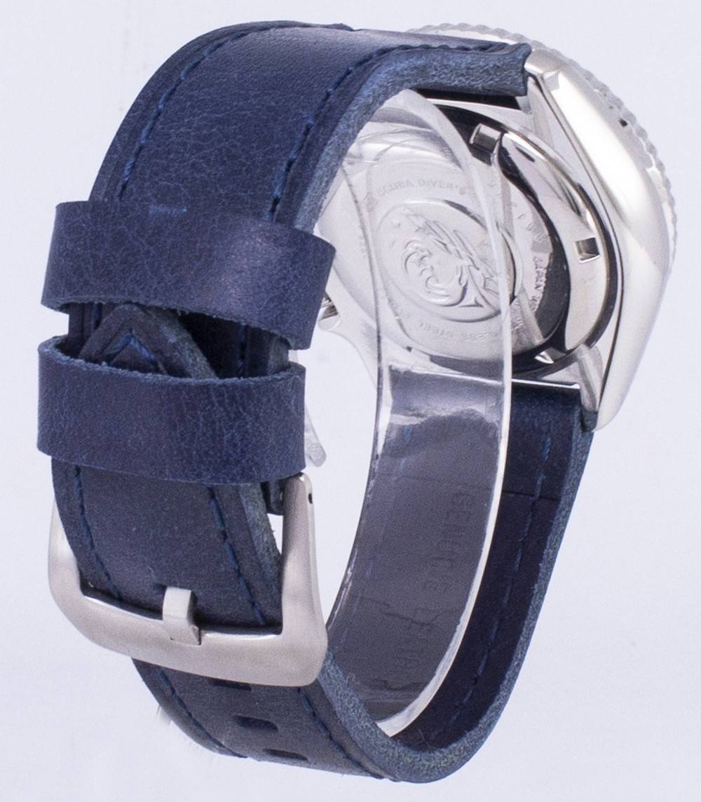 Seiko Automatic SKX009J1 - var - LS13 Diver's 200M Dark Blue Leather Strap Men's Watch - Prestige Stones