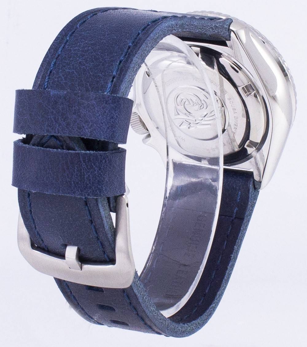 Seiko Automatic SKX009K1 - var - LS13 Diver's 200M Dark Blue Leather Strap Men's Watch - Prestige Stones
