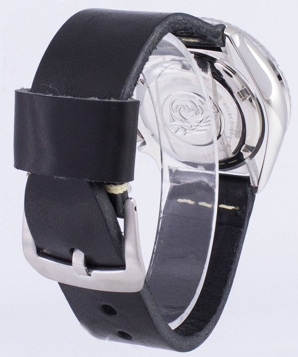 Seiko Automatic SKX009K1 - var - LS14 Diver's 200M Black Leather Strap Men's Watch - Prestige Stones