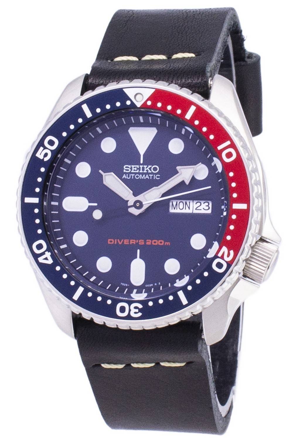 Seiko Automatic SKX009K1 - var - LS14 Diver's 200M Black Leather Strap Men's Watch - Prestige Stones