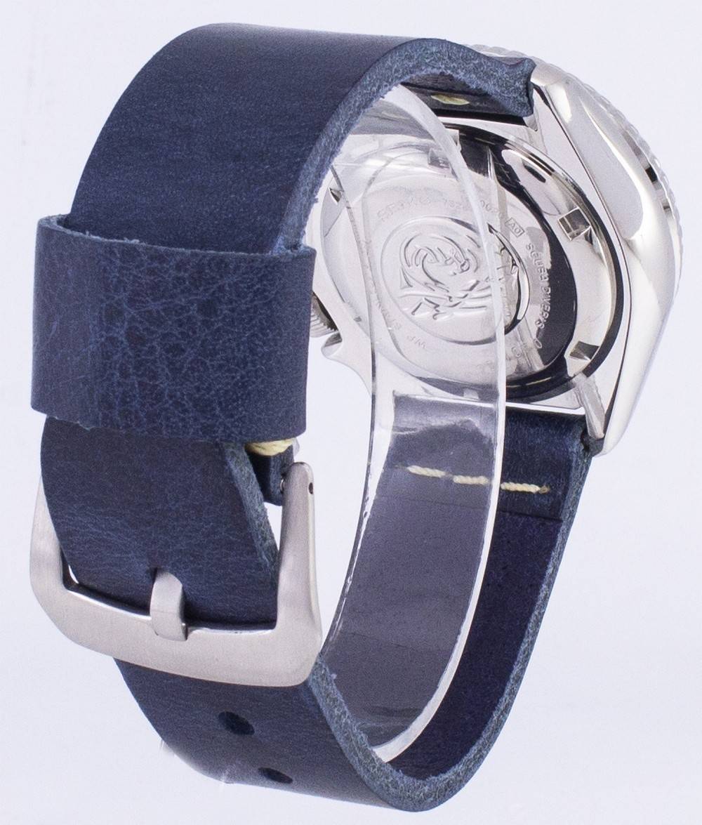 Seiko Automatic SKX009K1 - var - LS15 Diver's 200M Dark Blue Leather Strap Men's Watch - Prestige Stones