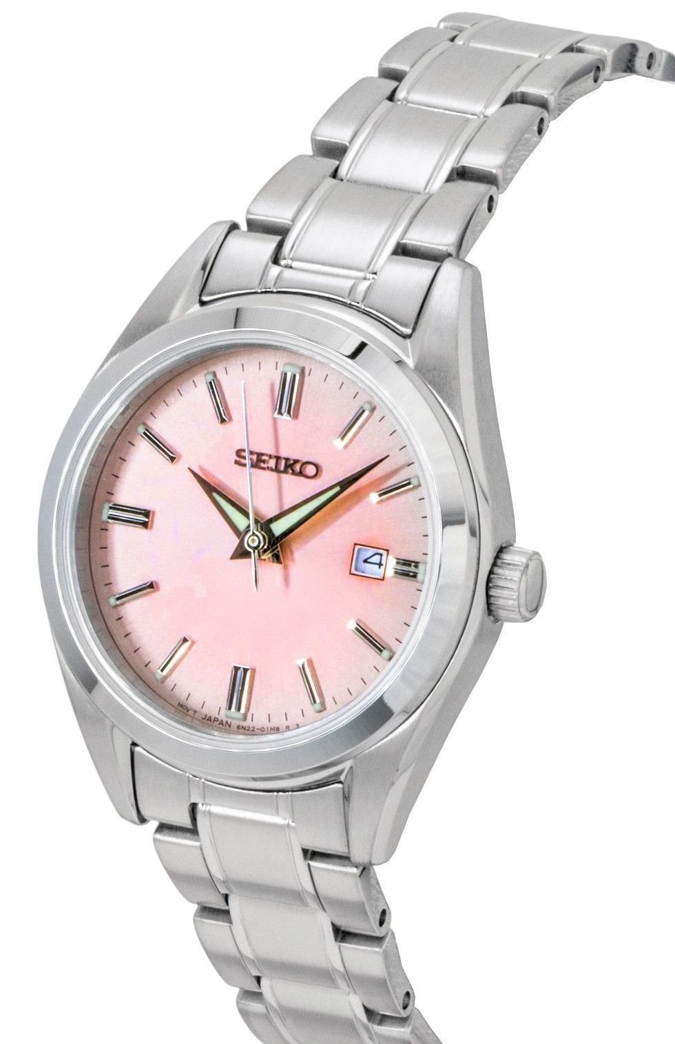 Seiko Conceptual Stainless Steel Pink Dial Quartz SUR529P1 100M Women's Watch - Prestige Stones