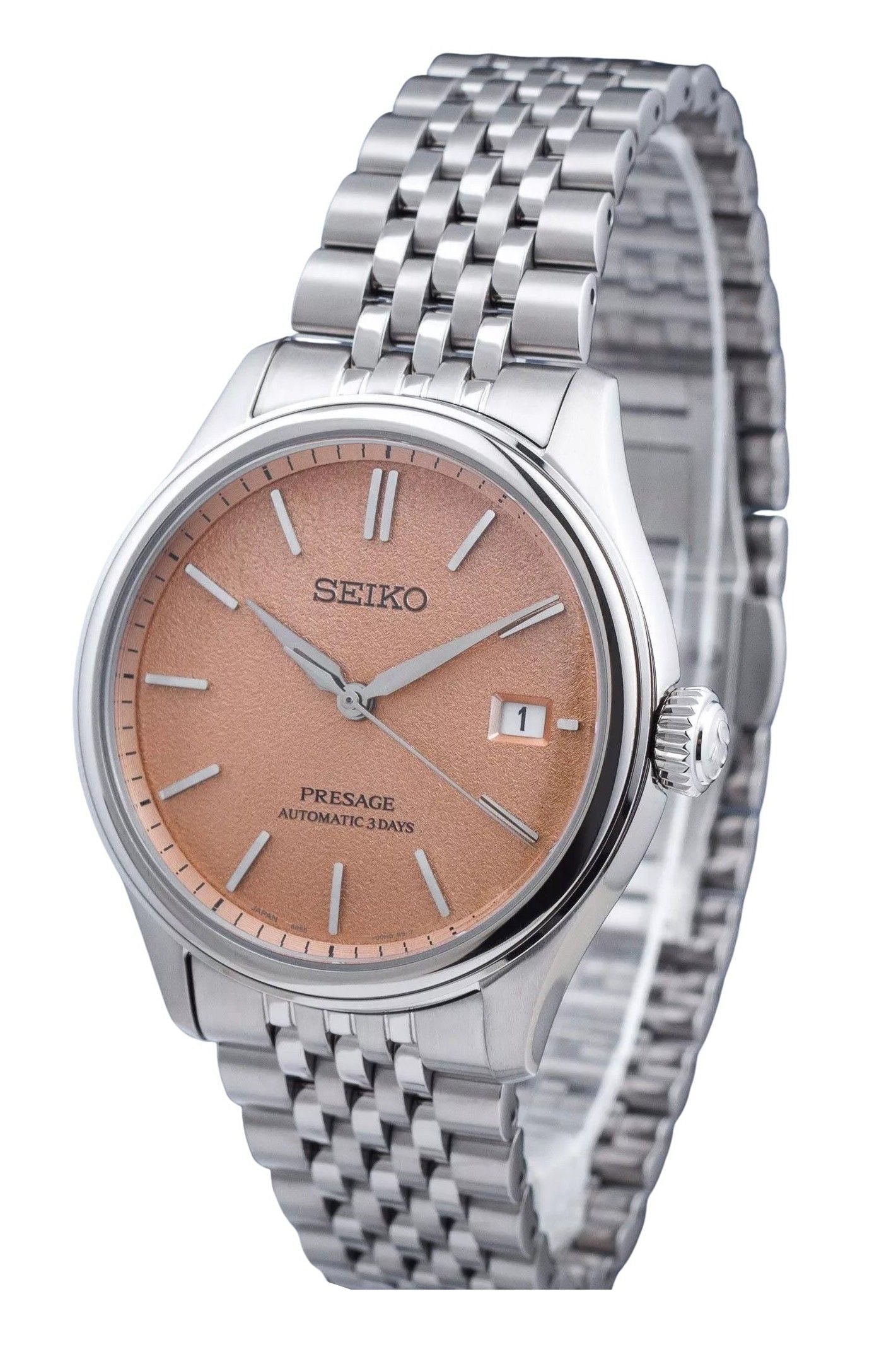 Seiko Presage Classic Araigaki Stainless Steel Orange Dial Automatic SPB467J1 100M Men's Watch - Prestige Stones