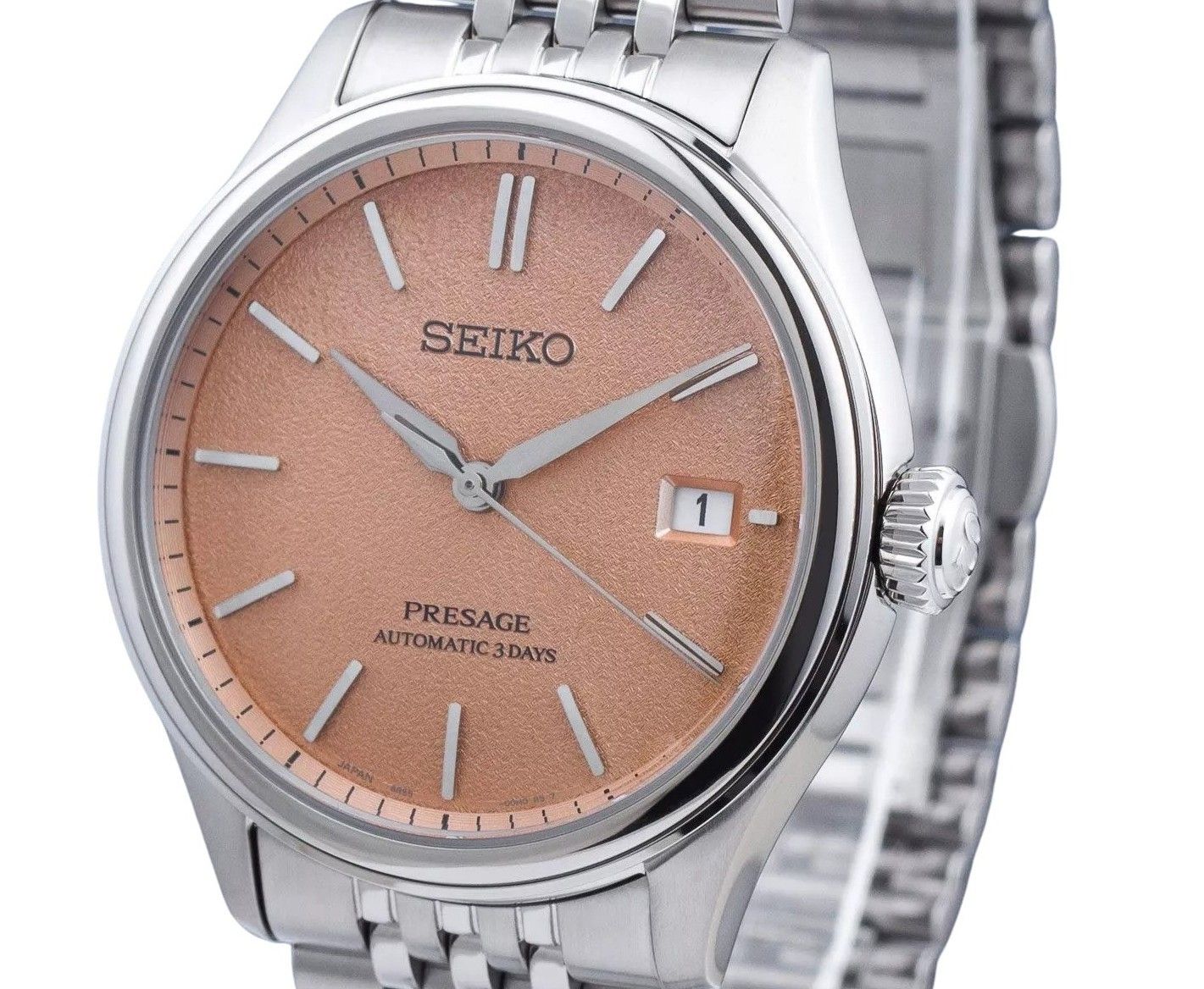 Seiko Presage Classic Araigaki Stainless Steel Orange Dial Automatic SPB467J1 100M Men's Watch - Prestige Stones