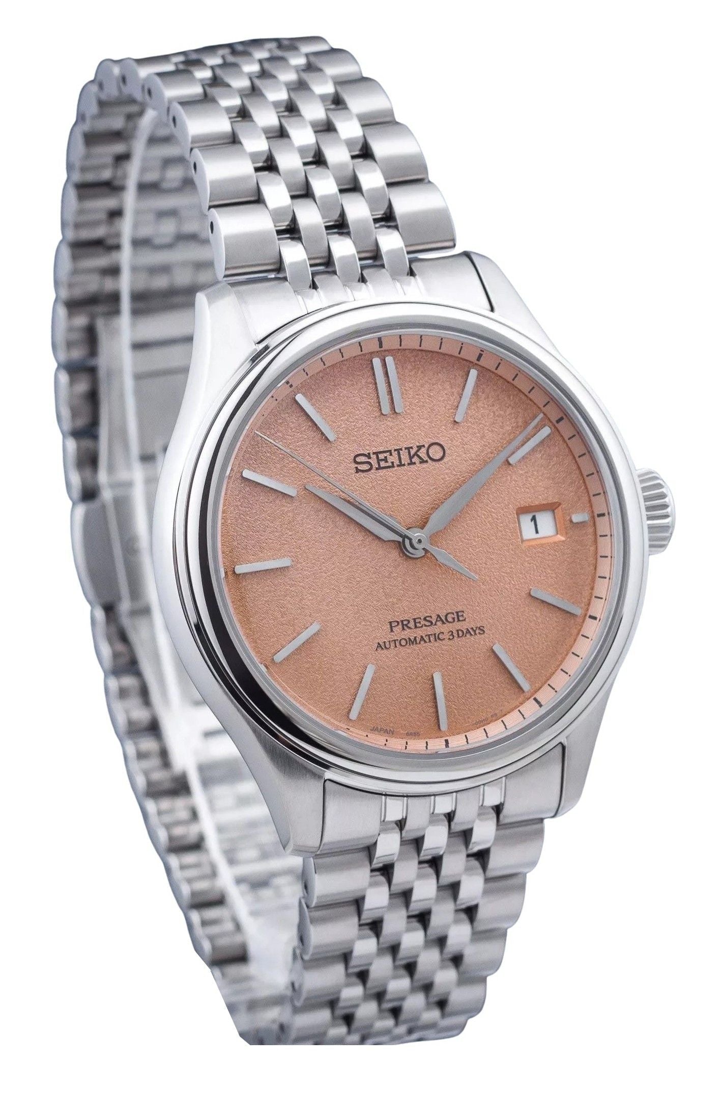 Seiko Presage Classic Araigaki Stainless Steel Orange Dial Automatic SPB467J1 100M Men's Watch - Prestige Stones