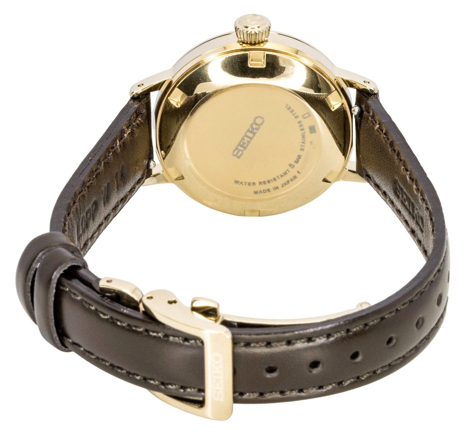 Seiko Presage Cocktail Diamond Accents Leather Strap Automatic SRE020J1 Women's Watch - Prestige Stones