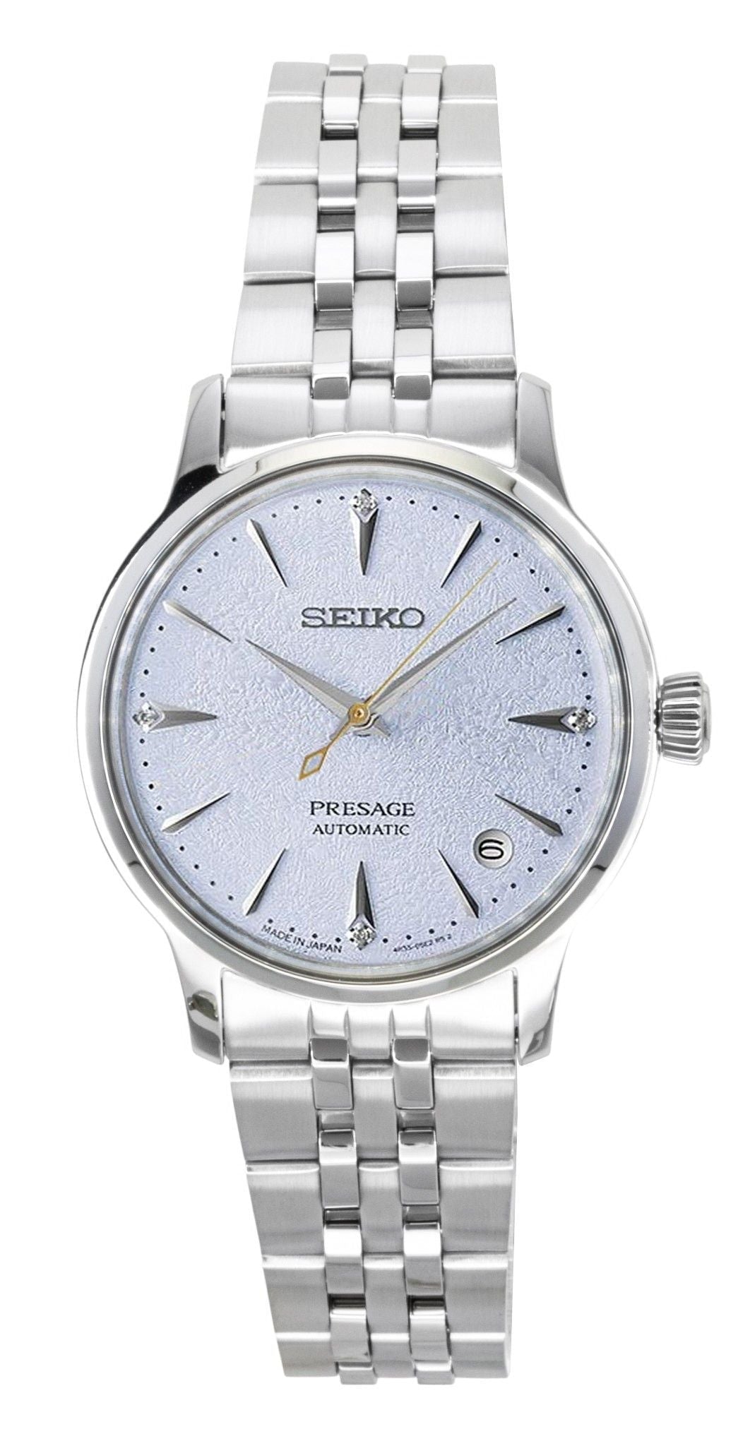 Seiko Presage Cocktail Diamond Accents Stainless Steel Light Blue Dial Automatic SRPL61J1 Women's Watch - Prestige Stones