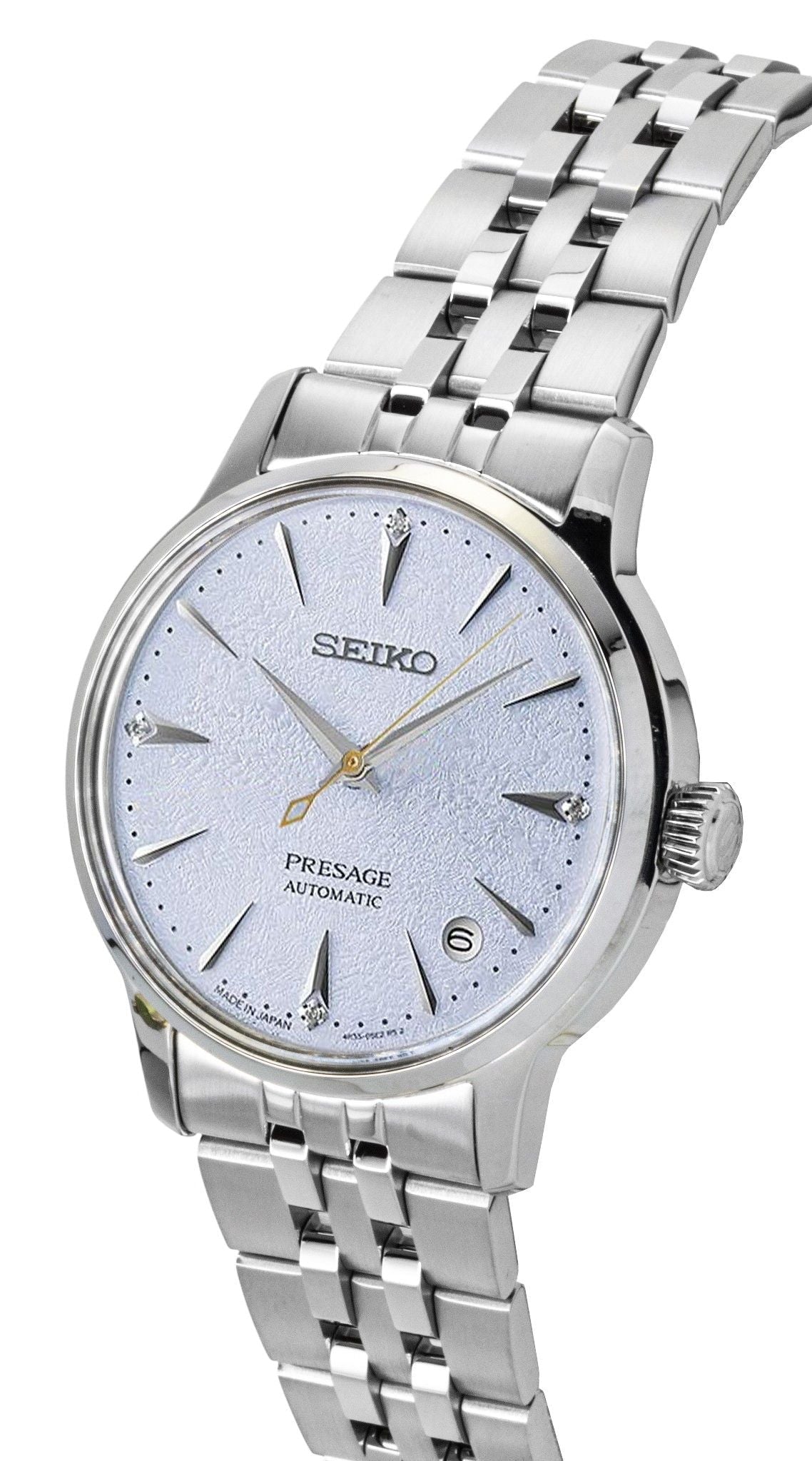 Seiko Presage Cocktail Diamond Accents Stainless Steel Light Blue Dial Automatic SRPL61J1 Women's Watch - Prestige Stones