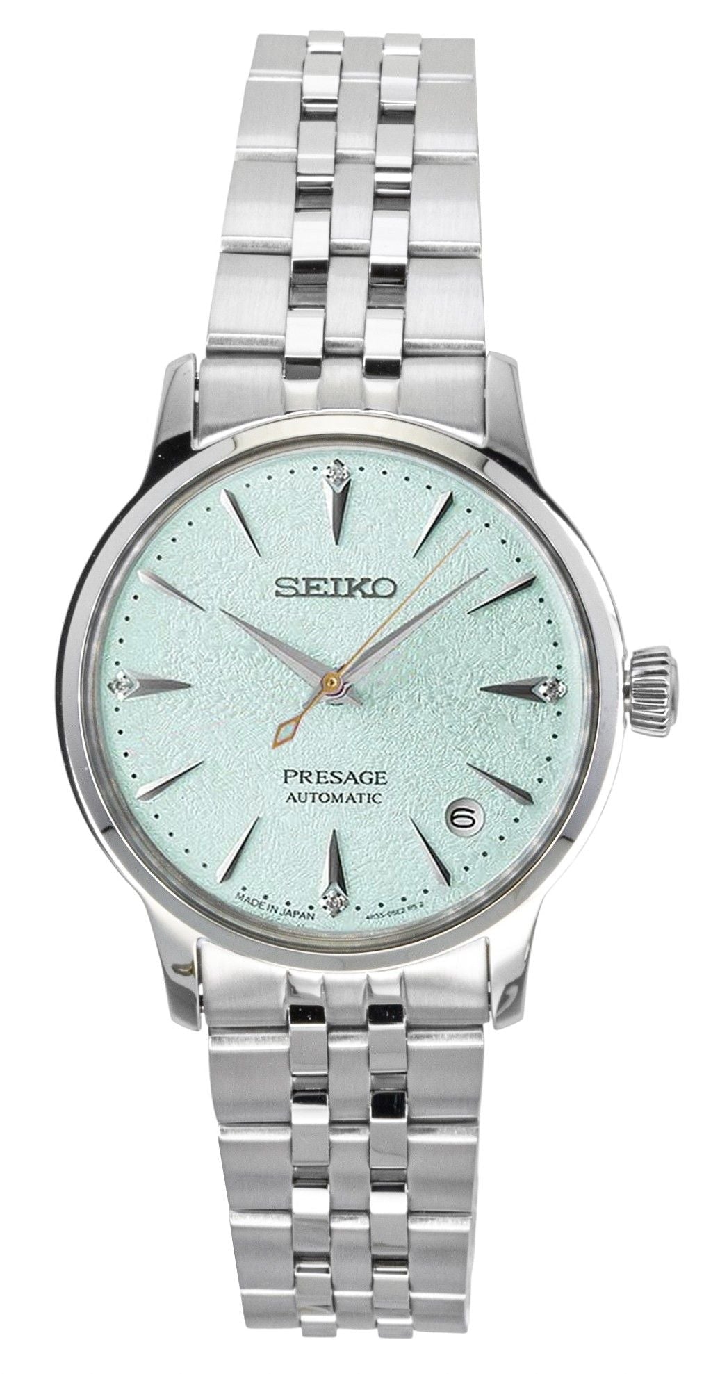 Seiko Presage Cocktail Diamond Accents Stainless Steel Mint Green Dial Automatic SRPL63J1 Women's Watch - Prestige Stones