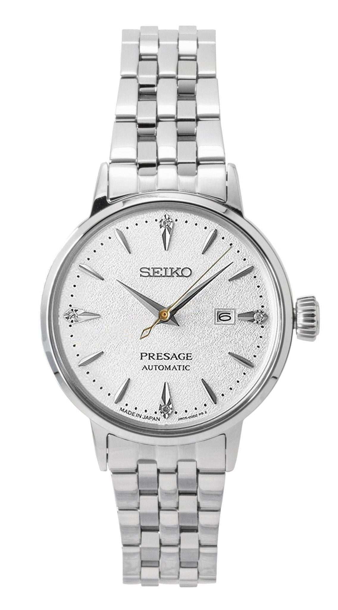 Seiko Presage Cocktail Diamond Accents Stainless Steel Silver Dial Automatic SRE017J1 Women's Watch - Prestige Stones