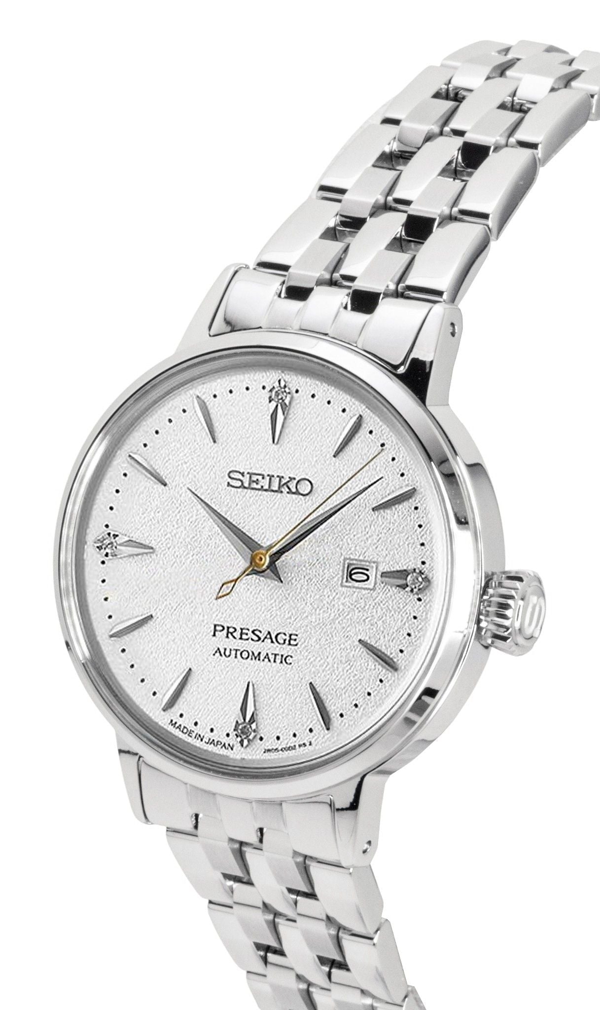 Seiko Presage Cocktail Diamond Accents Stainless Steel Silver Dial Automatic SRE017J1 Women's Watch - Prestige Stones