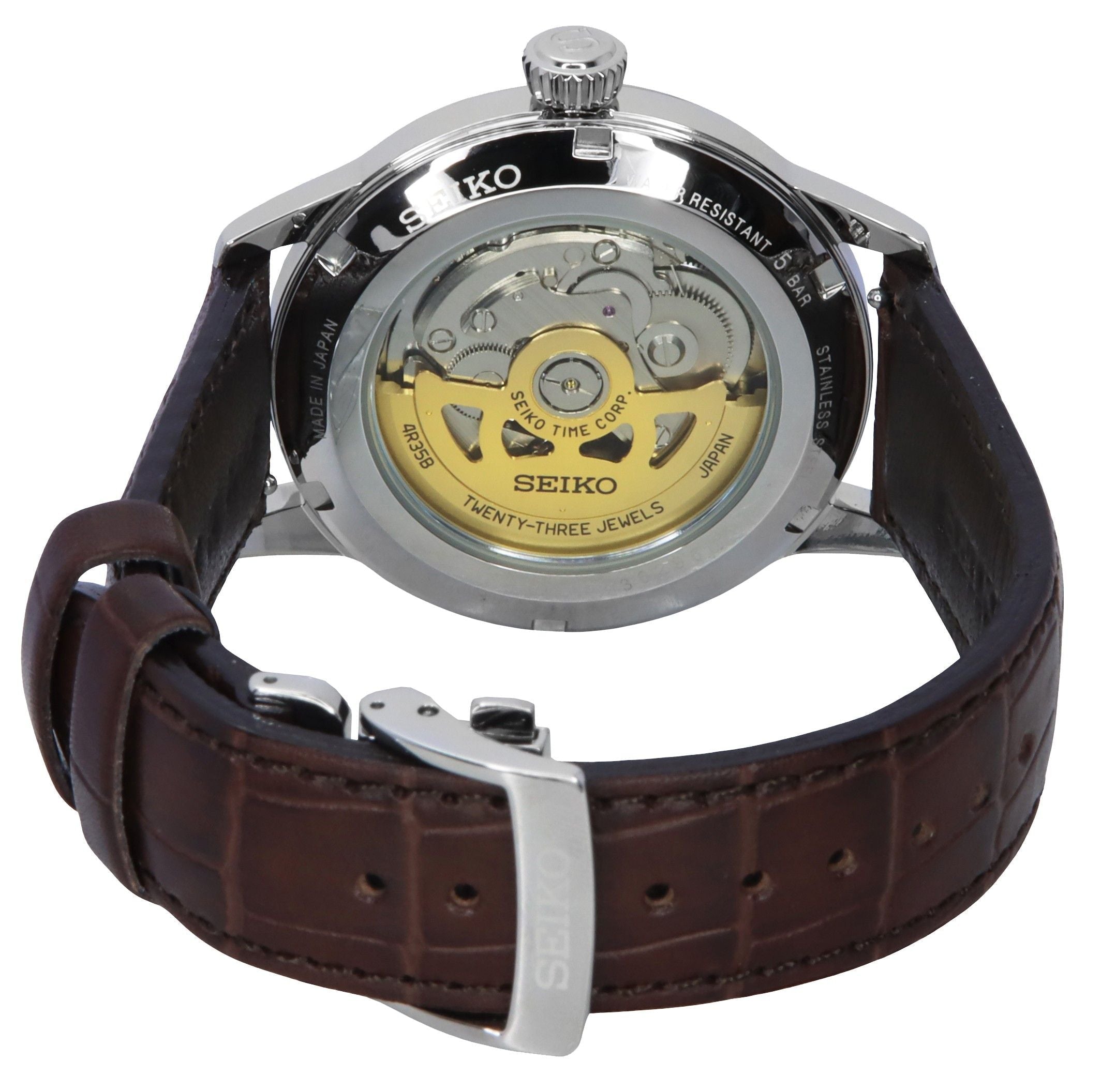 Seiko Presage Cocktail Time Calf Leather Strap Blue Dial Automatic SRPK15J1 Men's Watch - Prestige Stones