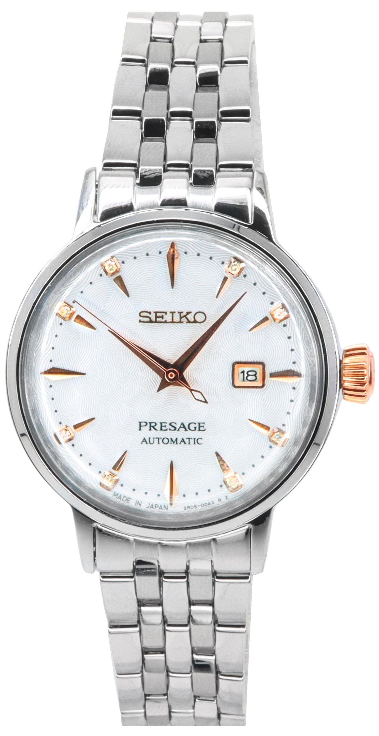 Seiko Presage Cocktail Time Clover Club Diamond Accents White Dial Automatic SRE009J1 Women's Watch - Prestige Stones