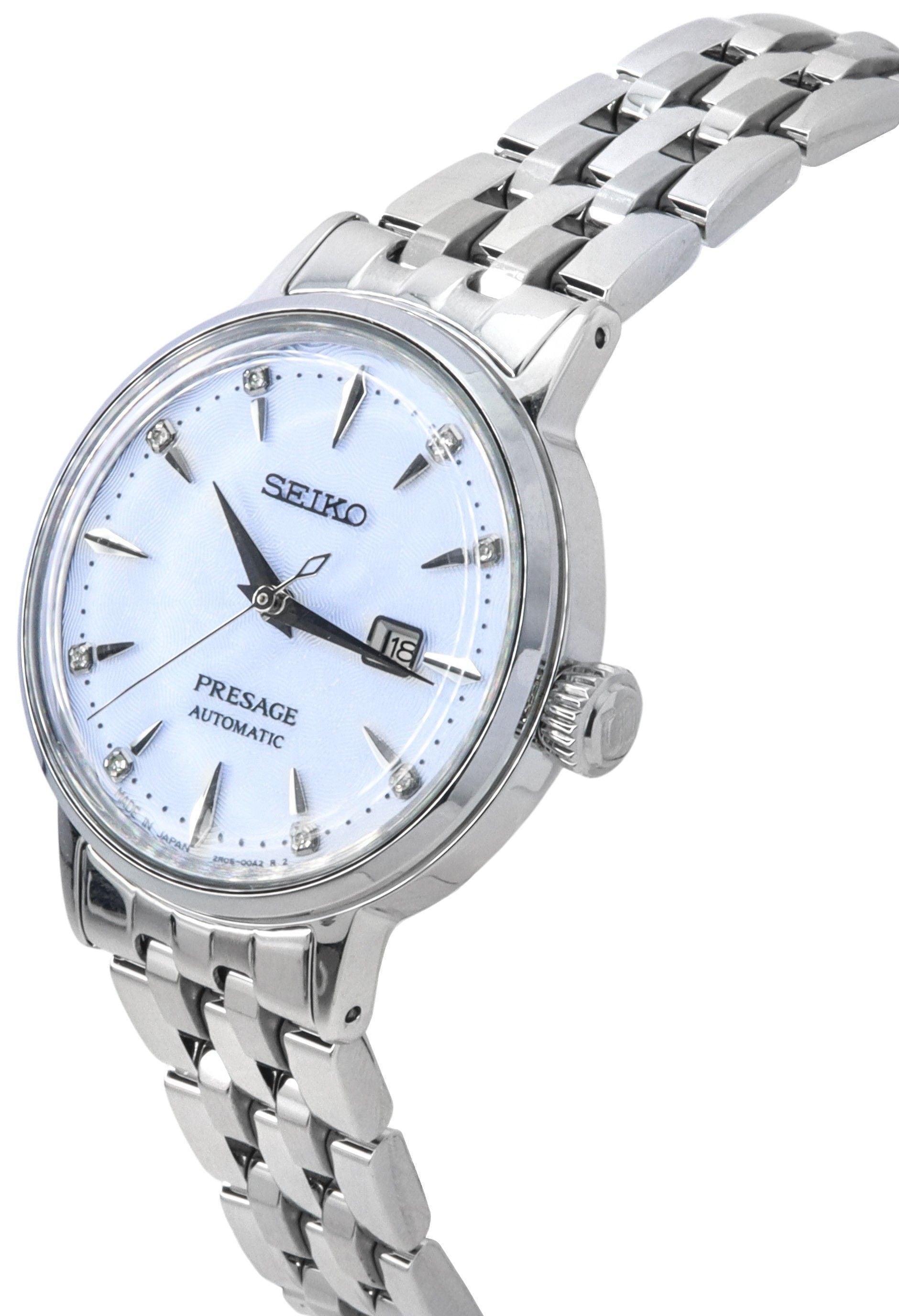Seiko Presage Cocktail Time Skydiving Diamond Accents Blue Dial Automatic SRE007J1 Women's Watch - Prestige Stones