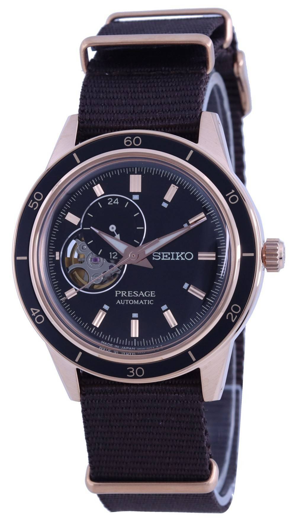 Seiko Presage Style 60's Open Heart Black Dial Automatic SSA426 SSA426J1 SSA426J Men's Watch - Prestige Stones