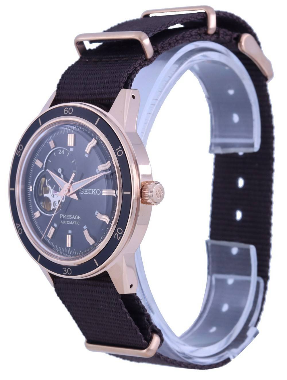 Seiko Presage Style 60's Open Heart Black Dial Automatic SSA426 SSA426J1 SSA426J Men's Watch - Prestige Stones