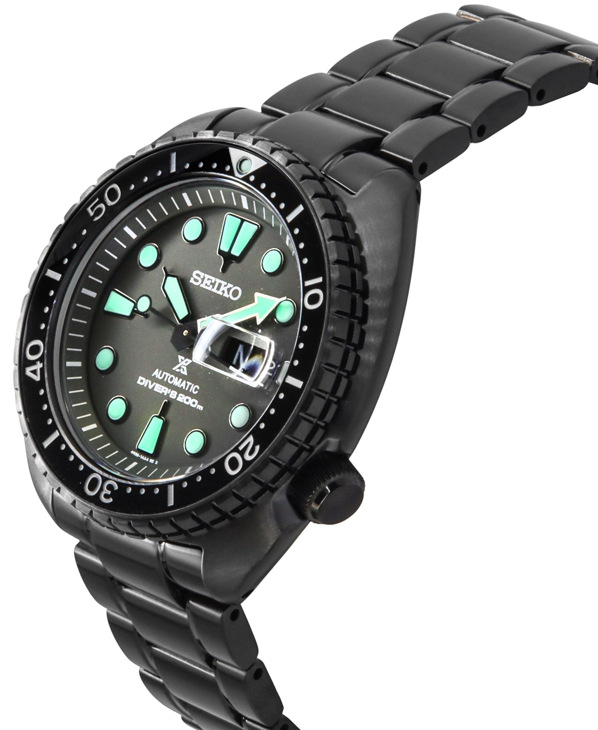 Seiko Prospex Black Series Night Vision Turtle Black Dial Automatic Diver's SRPK43K1 200M Men's Watch - Prestige Stones