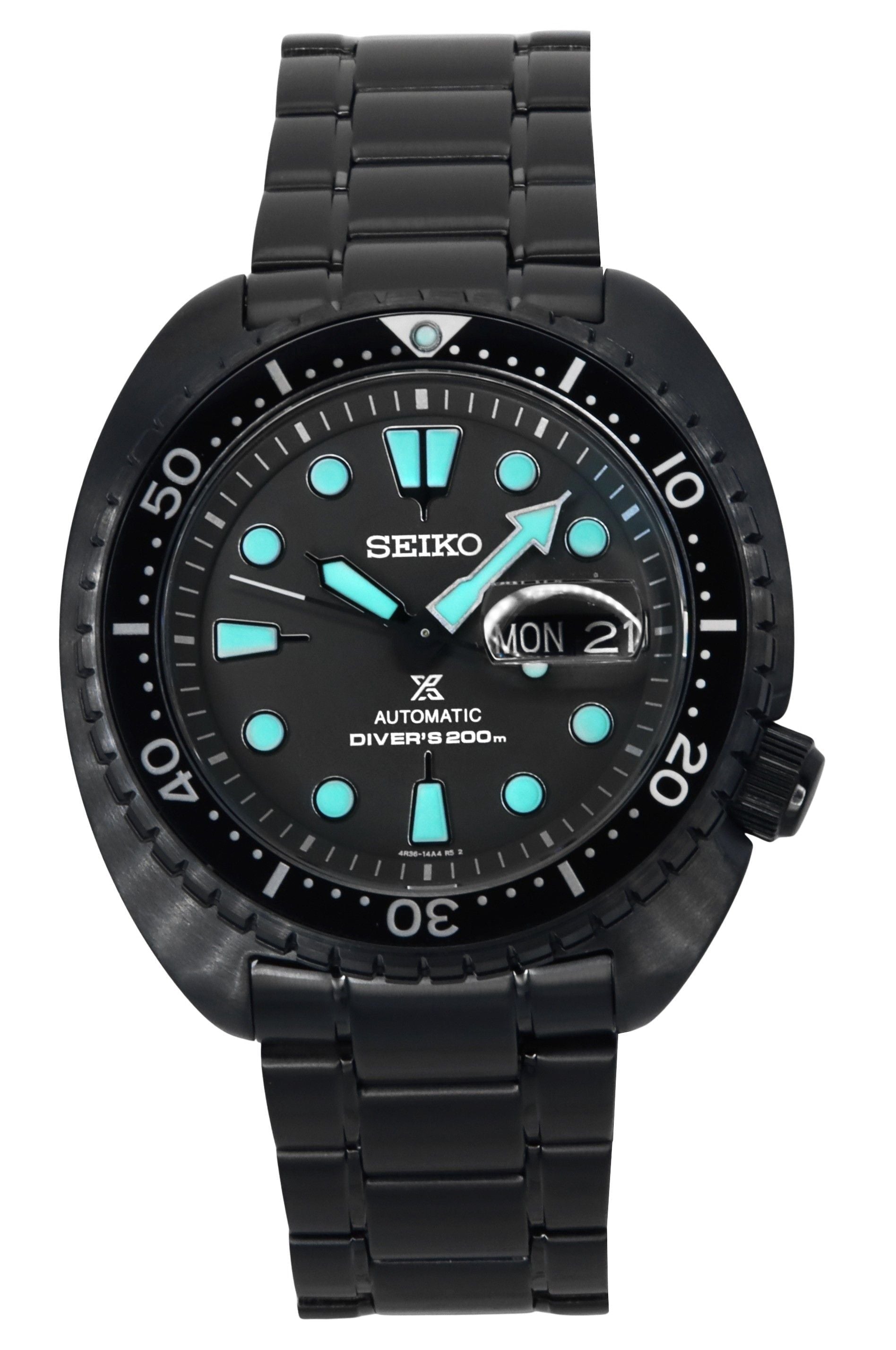Seiko Prospex Black Series Night Vision Turtle Black Dial Automatic Diver's SRPK43K1 200M Men's Watch - Prestige Stones