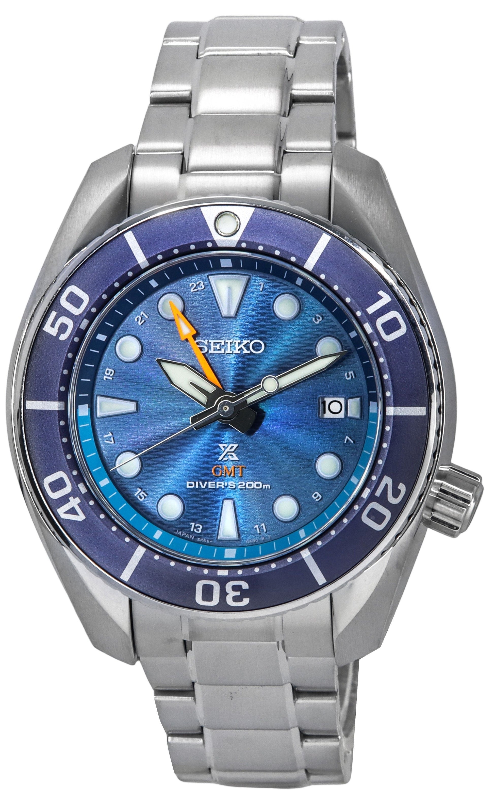Seiko Prospex Sea Aqua Sumo GMT Blue Dial Solar Diver's SFK001J1 200M Men's Watch - Prestige Stones