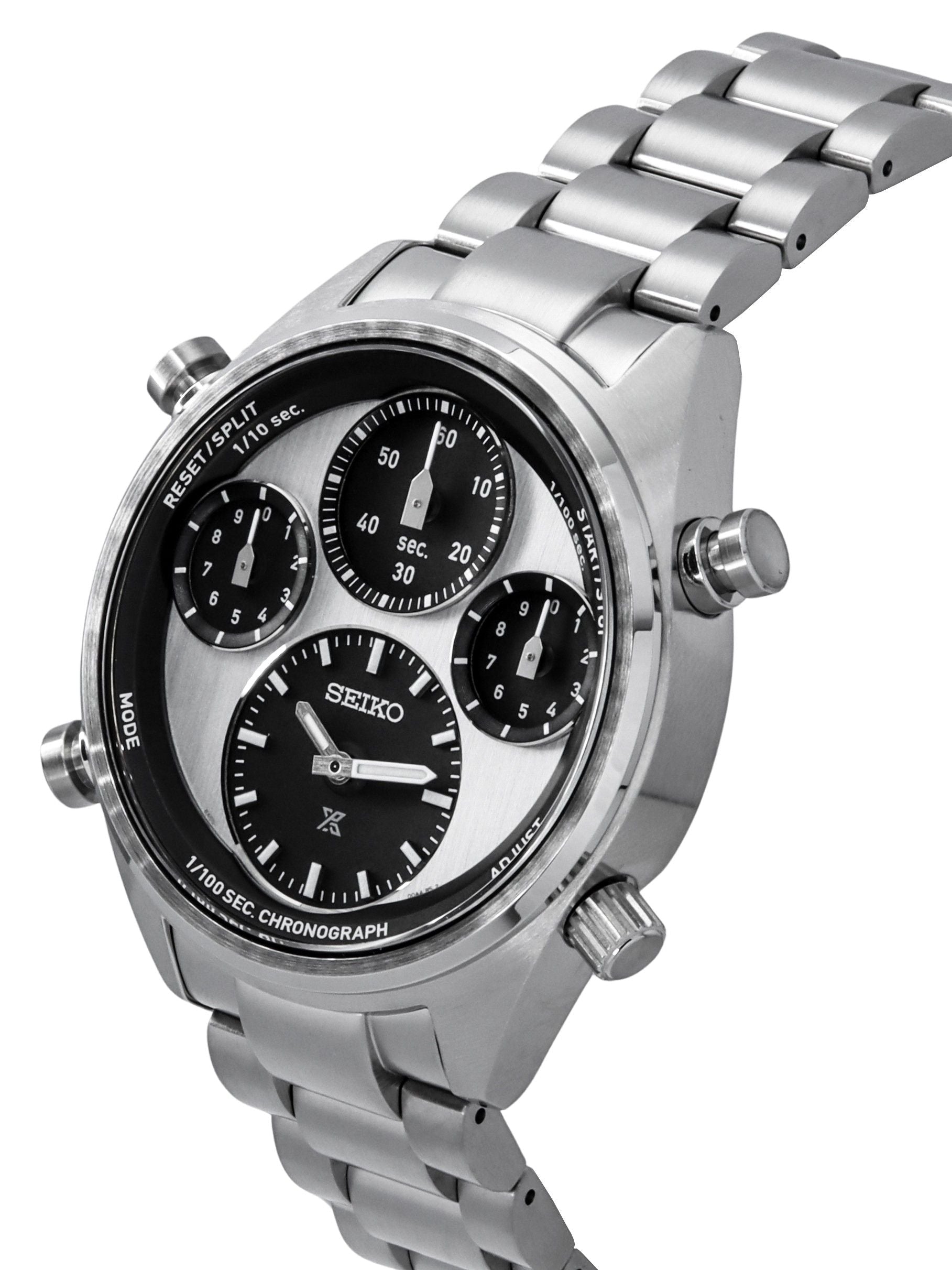 Seiko Prospex Speedtimer Panda Chronograph Stainless Steel White Dial Solar SFJ001P1 100M Men's Watch - Prestige Stones