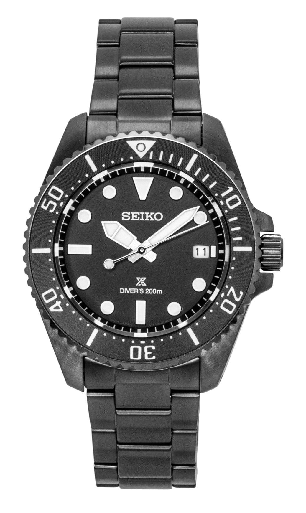 Seiko Prospex Stainless Steel Black Dial Solar Diver's SNE599P1 200M Men's Watch - Prestige Stones