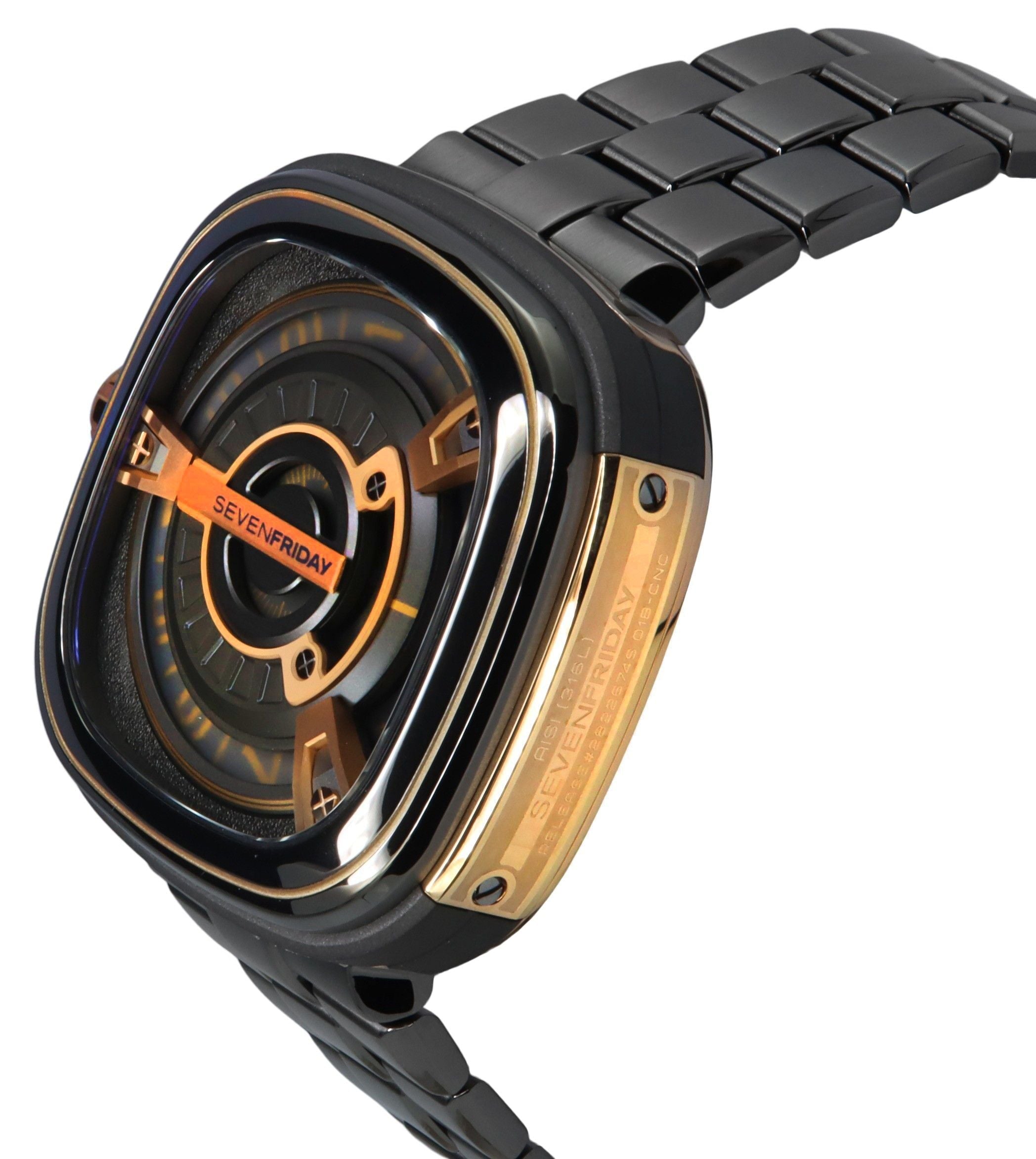 Sevenfriday M - Series Stainless Steel Black Dial Automatic M2/02M SF - M2 - 02M Men's Watch - Prestige Stones