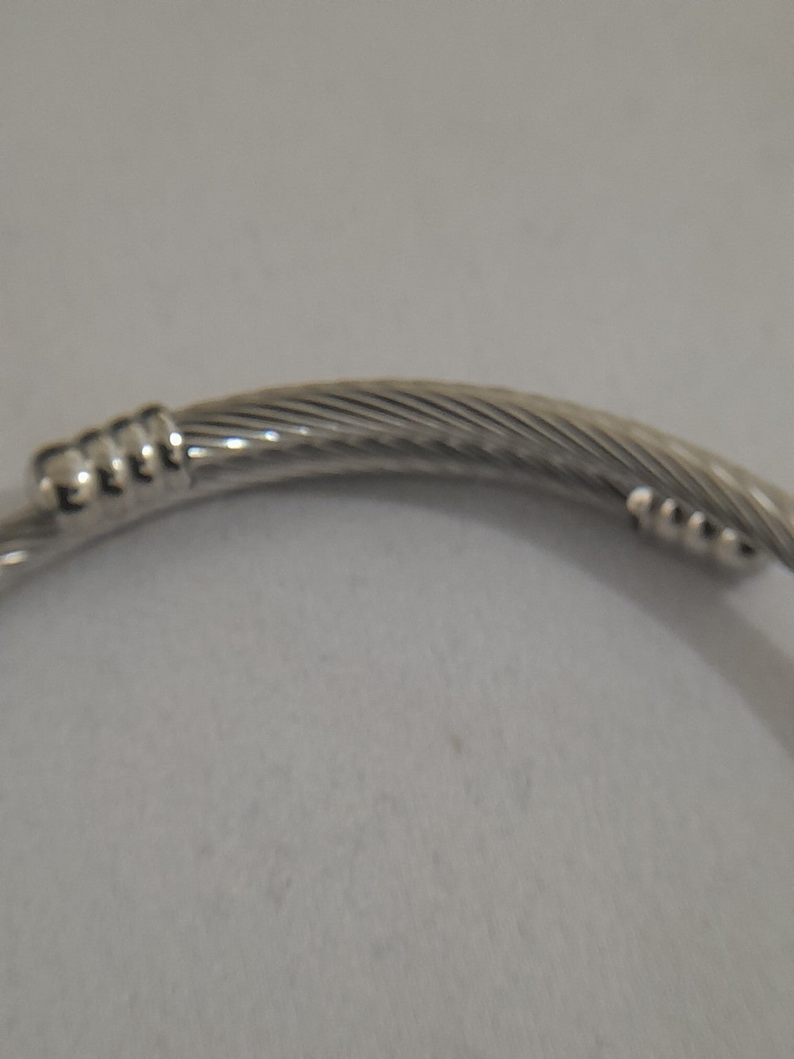 Silver - Plated Heart Charm Cable Bangle - Prestige Stones