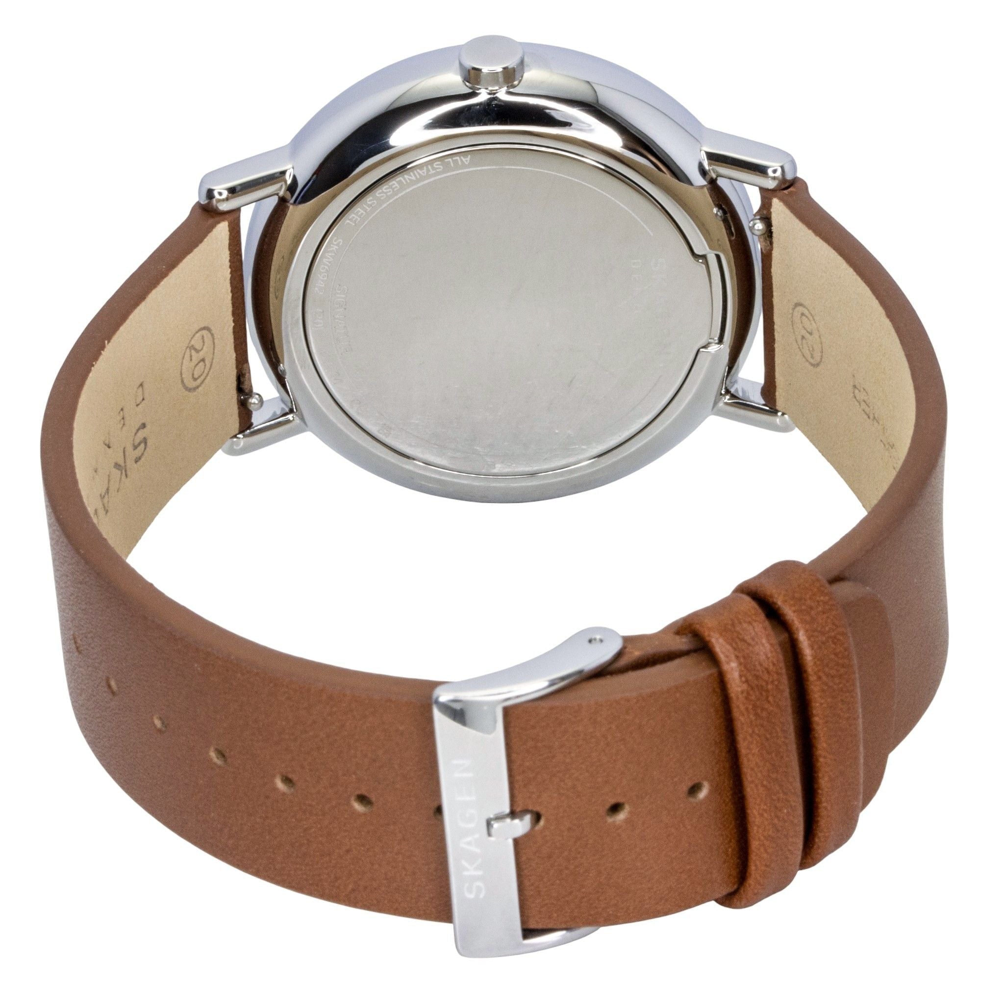 Skagen Signatur Leather Strap Multifunction Cream Dial Quartz SKW6942 Men's Watch - Prestige Stones