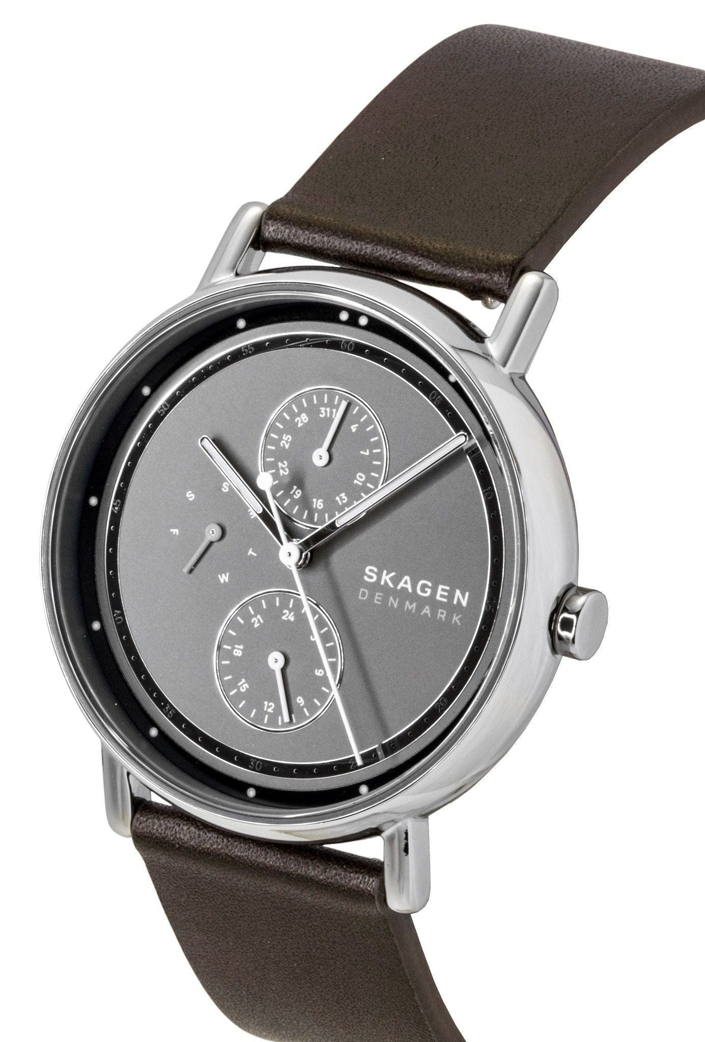 Skagen Signatur Leather Strap Multifunction Grey Dial Quartz SKW6941 Men's Watch - Prestige Stones