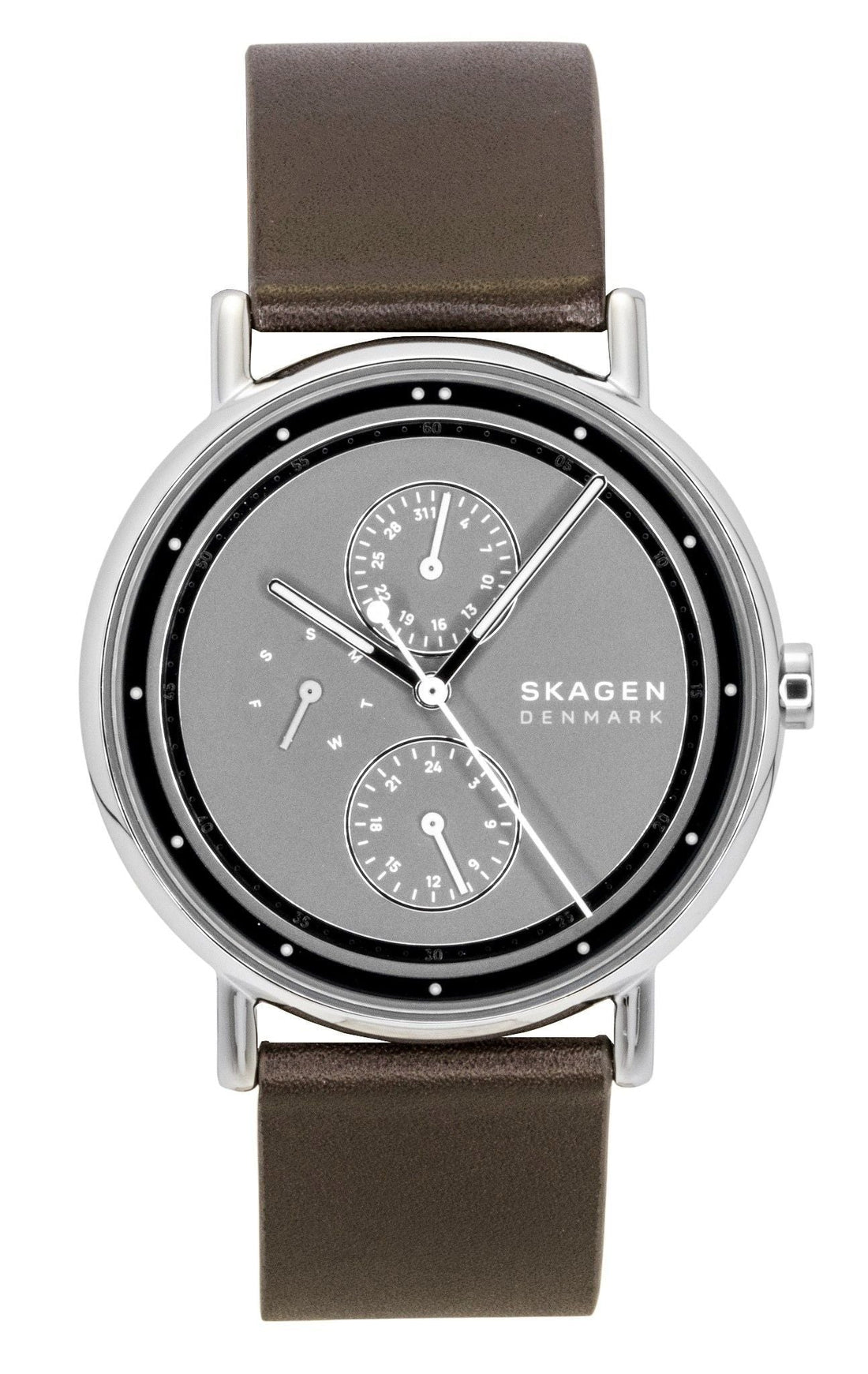 Skagen Signatur Leather Strap Multifunction Grey Dial Quartz SKW6941 Men's Watch - Prestige Stones