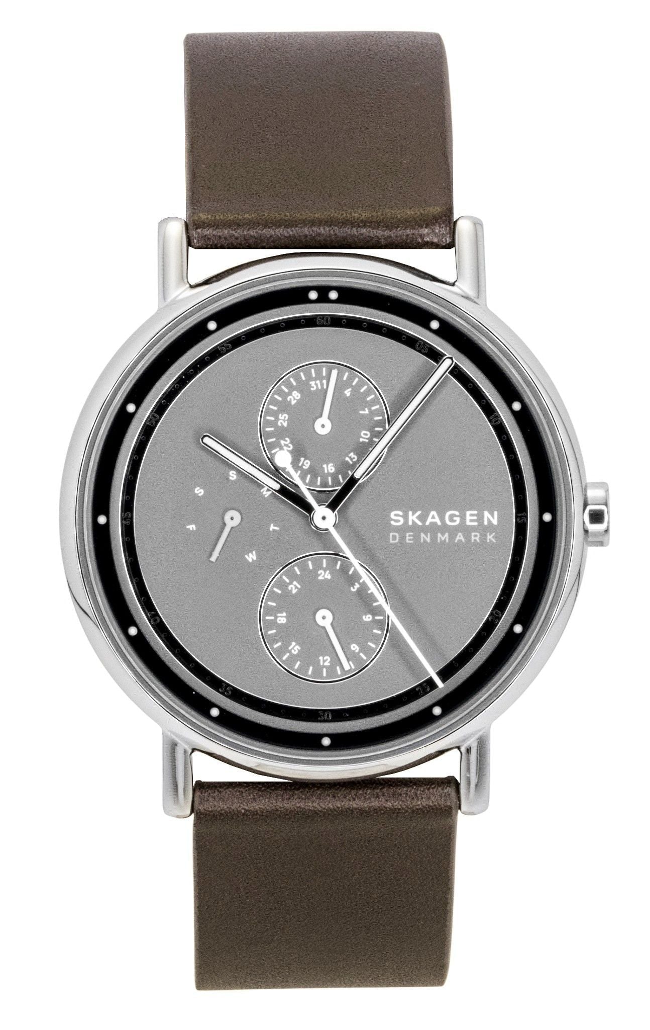 Skagen Signatur Leather Strap Multifunction Grey Dial Quartz SKW6941 Men's Watch - Prestige Stones