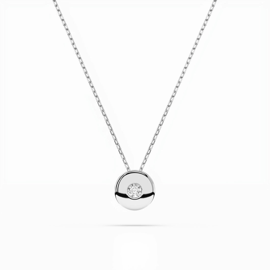 Solitaire Necklace (Round), 0.04 ct — 104-10015(2.2) - Prestige Stones