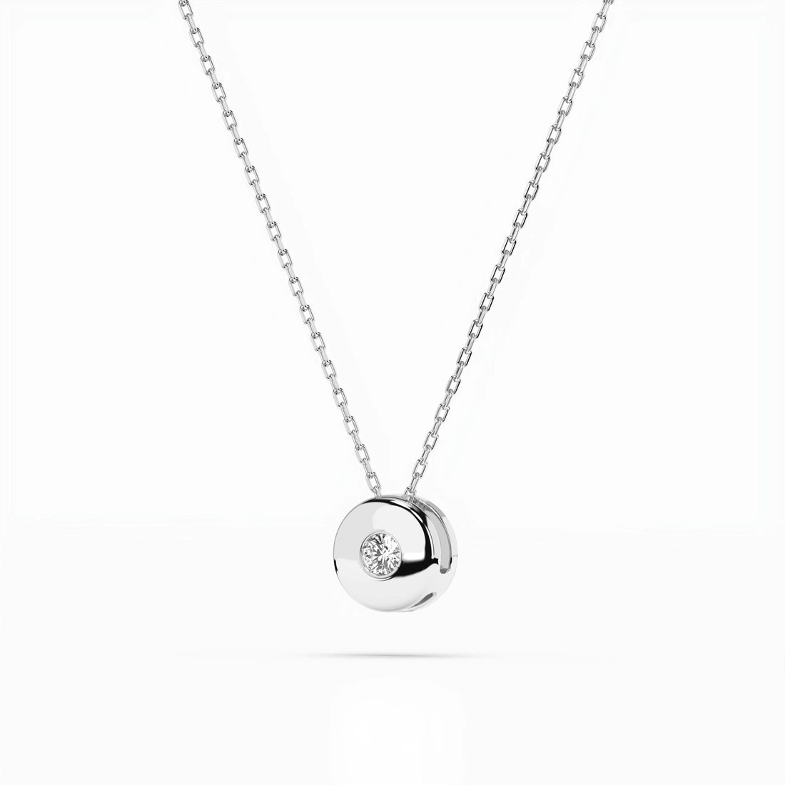 Solitaire Necklace (Round), 0.04 ct — 104-10015(2.2) - Prestige Stones