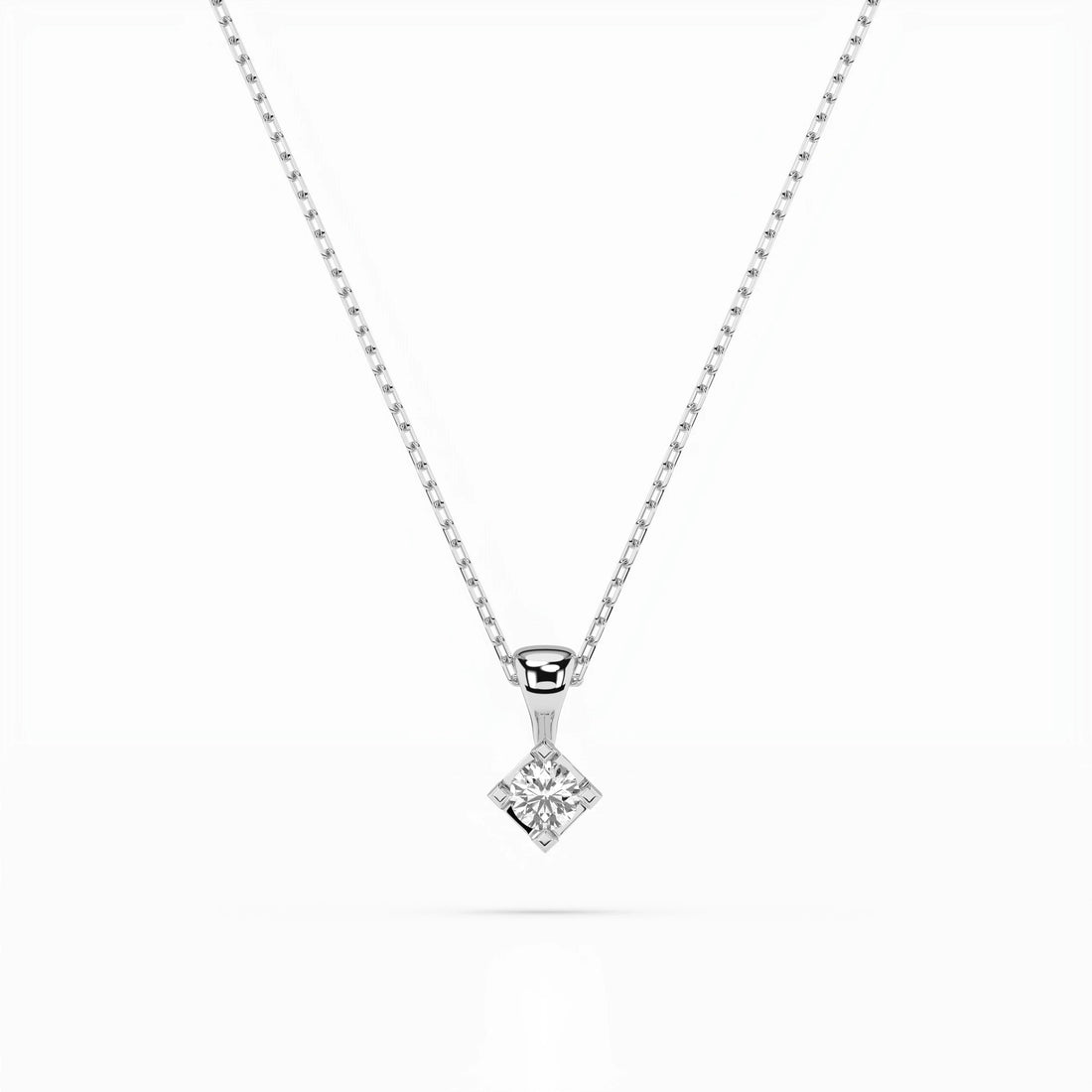 Solitaire Necklace (Round), 0.08 ct — 104-10014(2.7) - Prestige Stones
