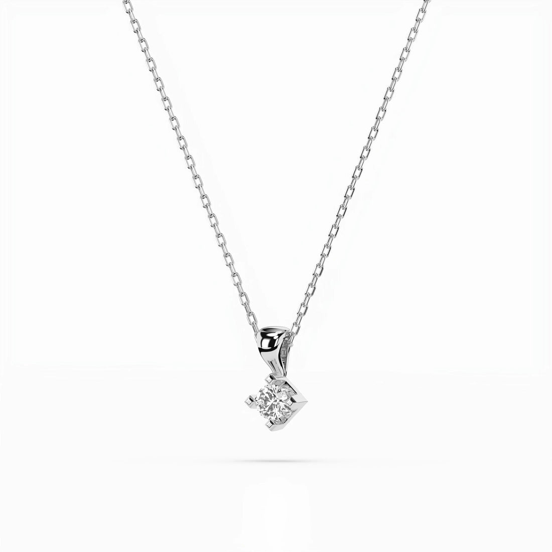 Solitaire Necklace (Round), 0.08 ct — 104-10014(2.7) - Prestige Stones
