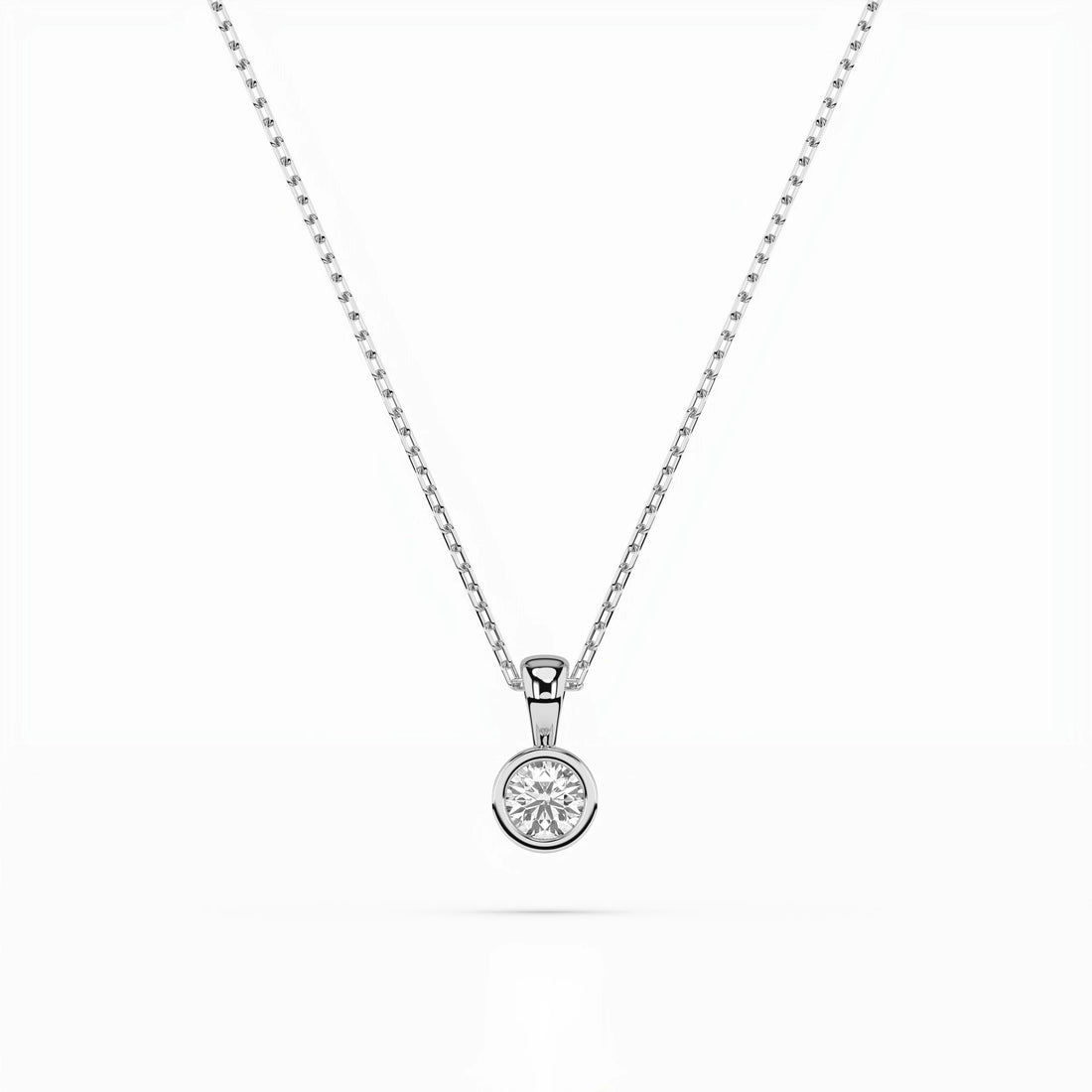 Solitaire Necklace (Round), 0.1 ct — 104-10010(3.0) - Prestige Stones
