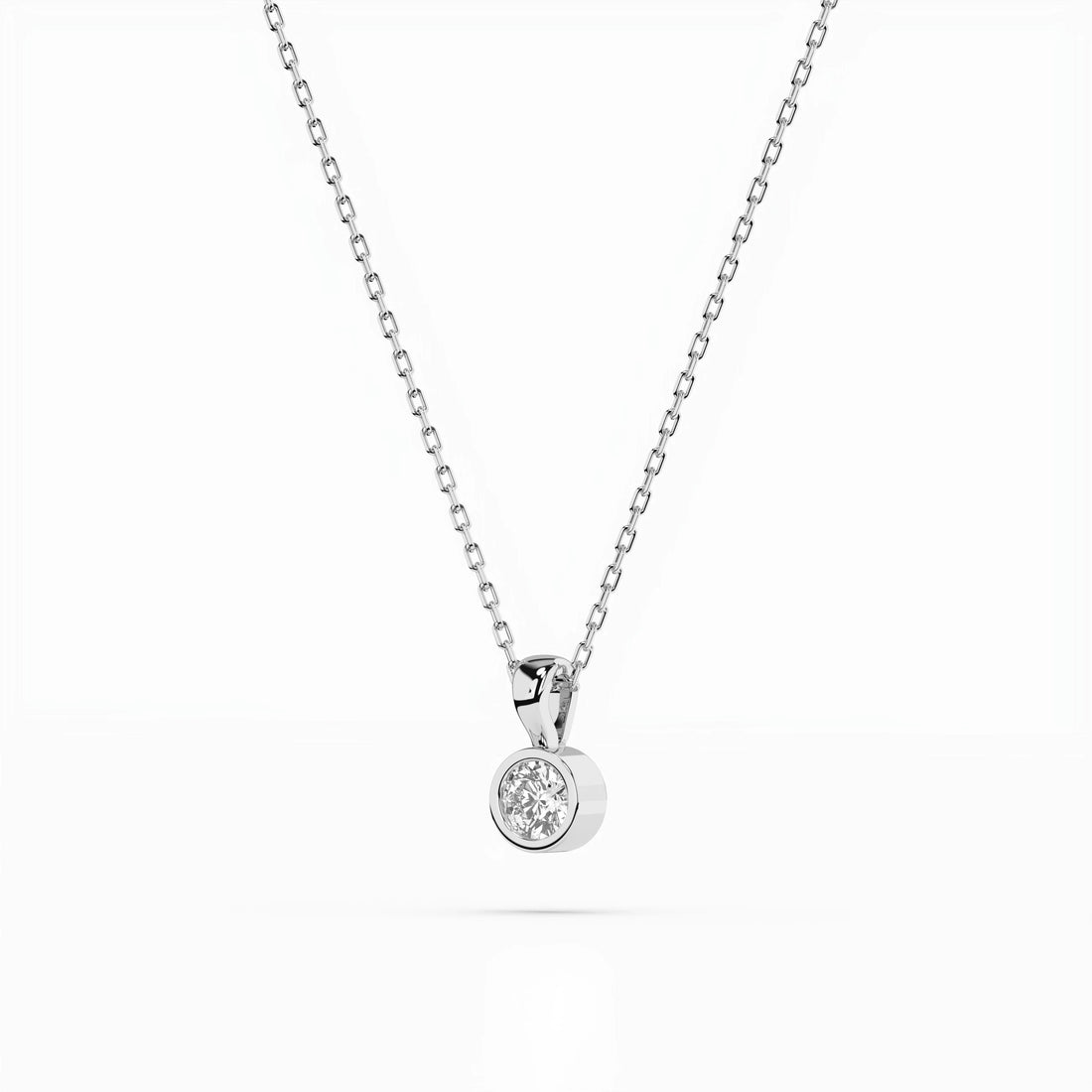 Solitaire Necklace (Round), 0.1 ct — 104-10010(3.0) - Prestige Stones
