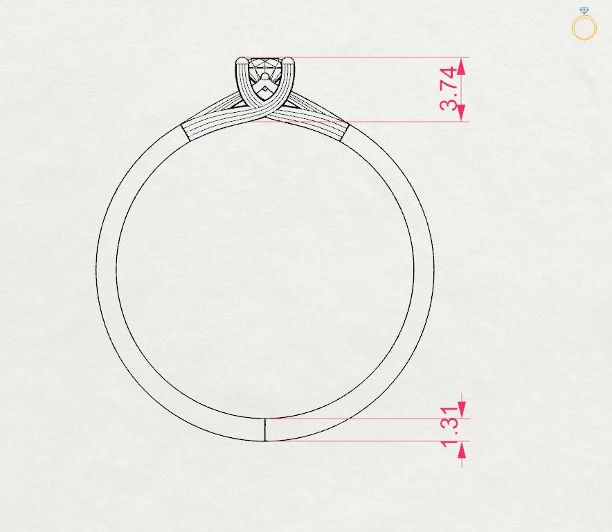 Solitaire Ring (Round), 0.1 ct — 101-10014(3.0) - Prestige Stones